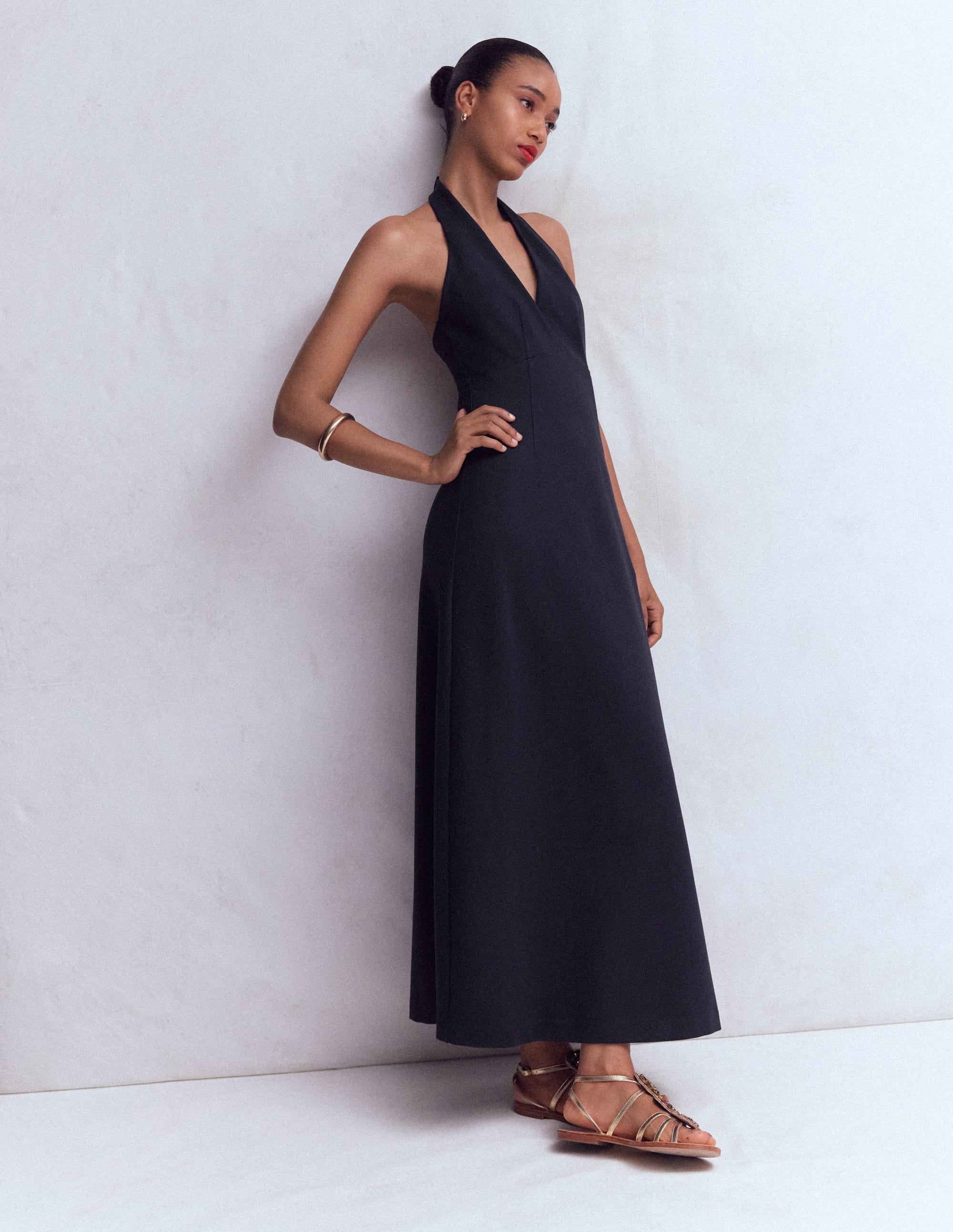 Empire-Maxikleid mit Neckholder-Marineblau - Image 5