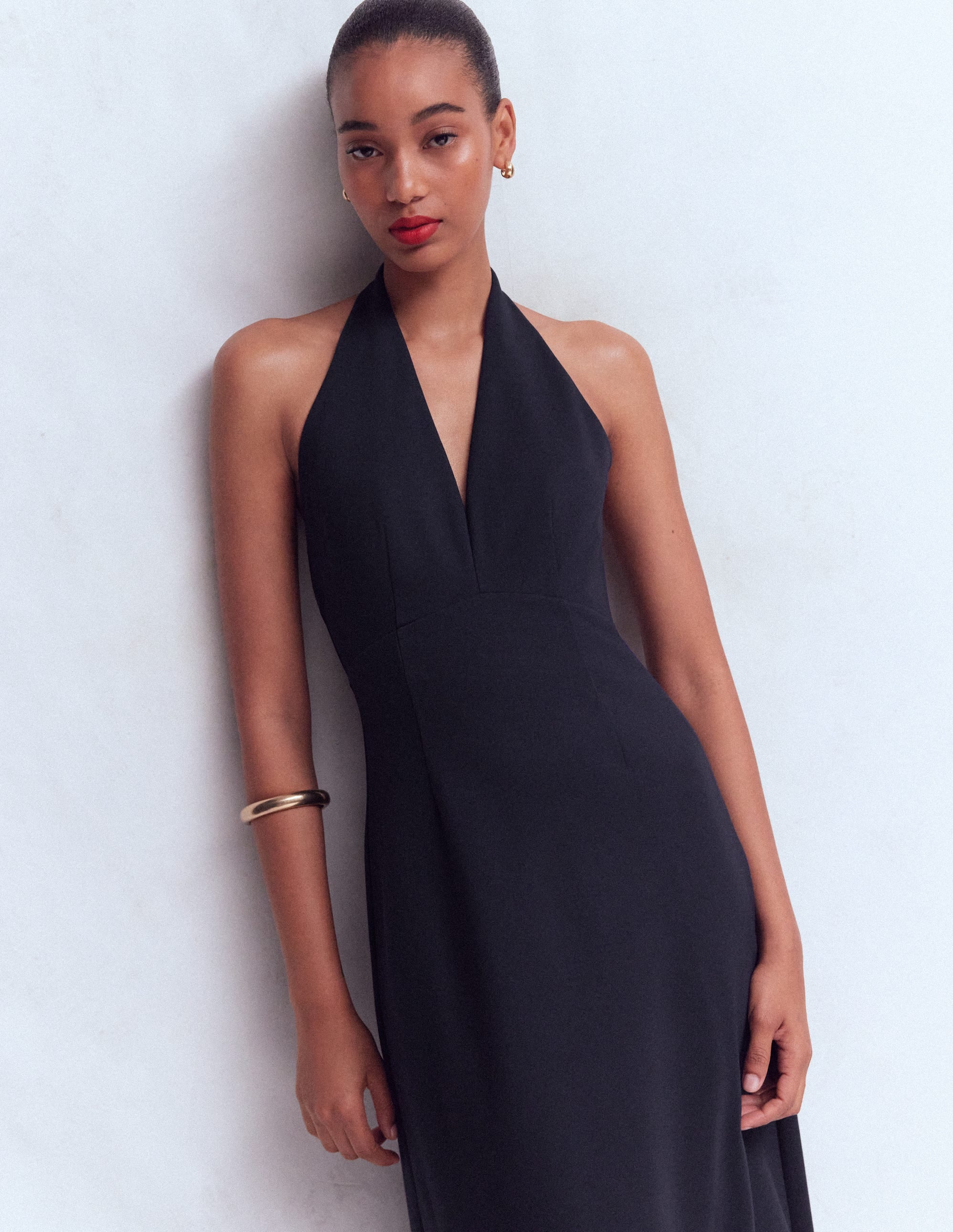 Empire-Maxikleid mit Neckholder-Marineblau - Image 6