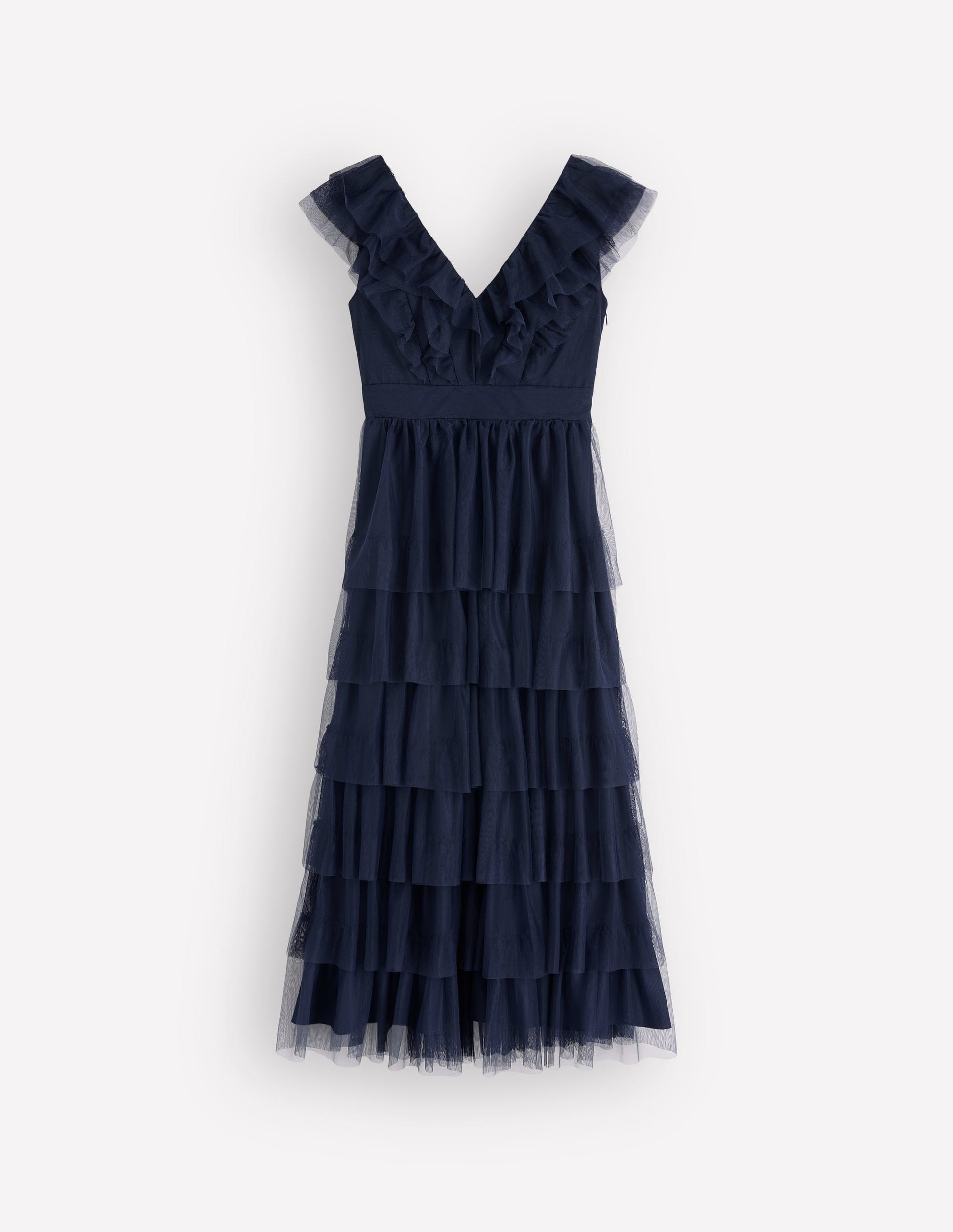 Gestuftes Tüllkleid mit Rüschen-Marineblau-8
