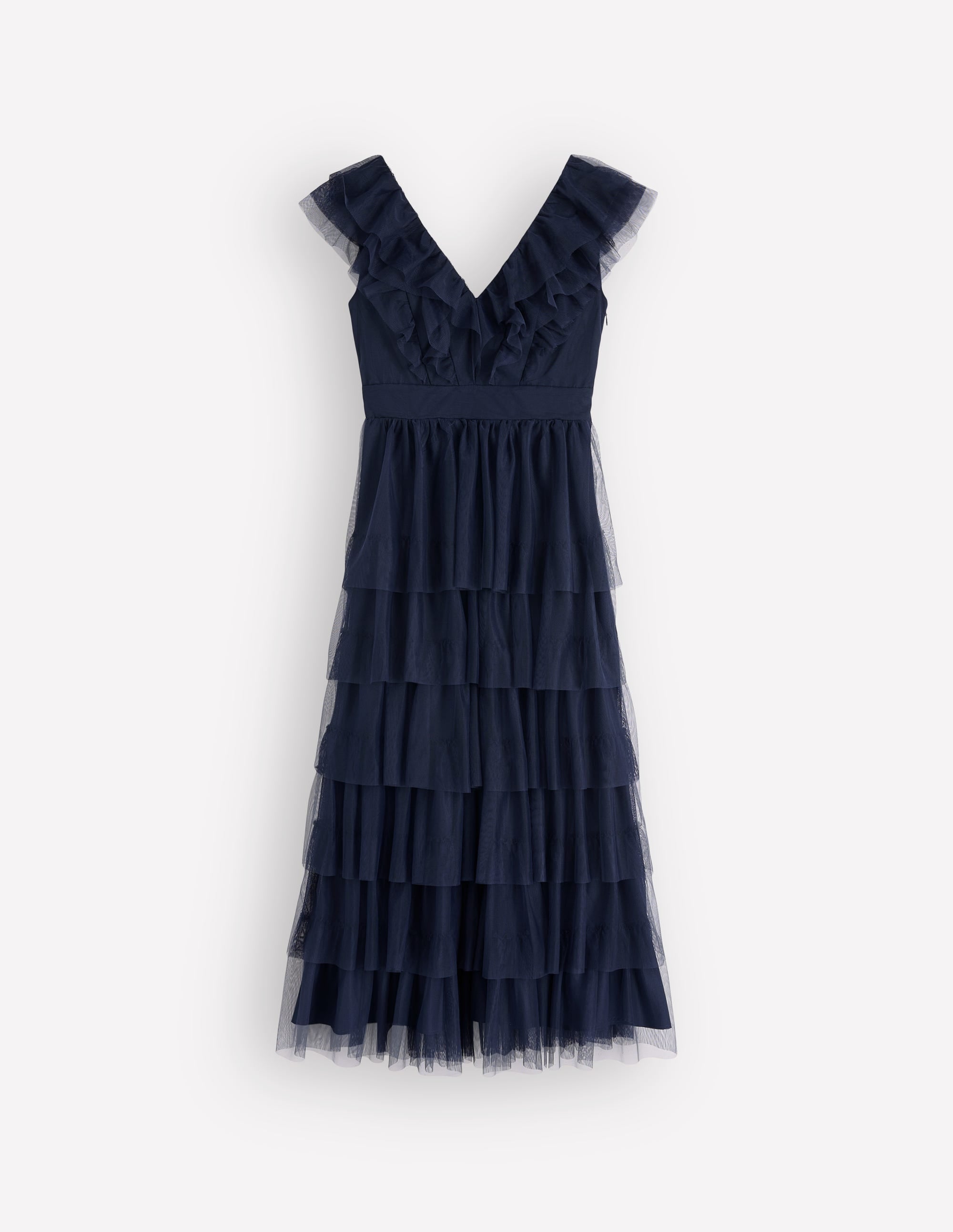 Gestuftes Tüllkleid mit Rüschen-Marineblau - Image 8