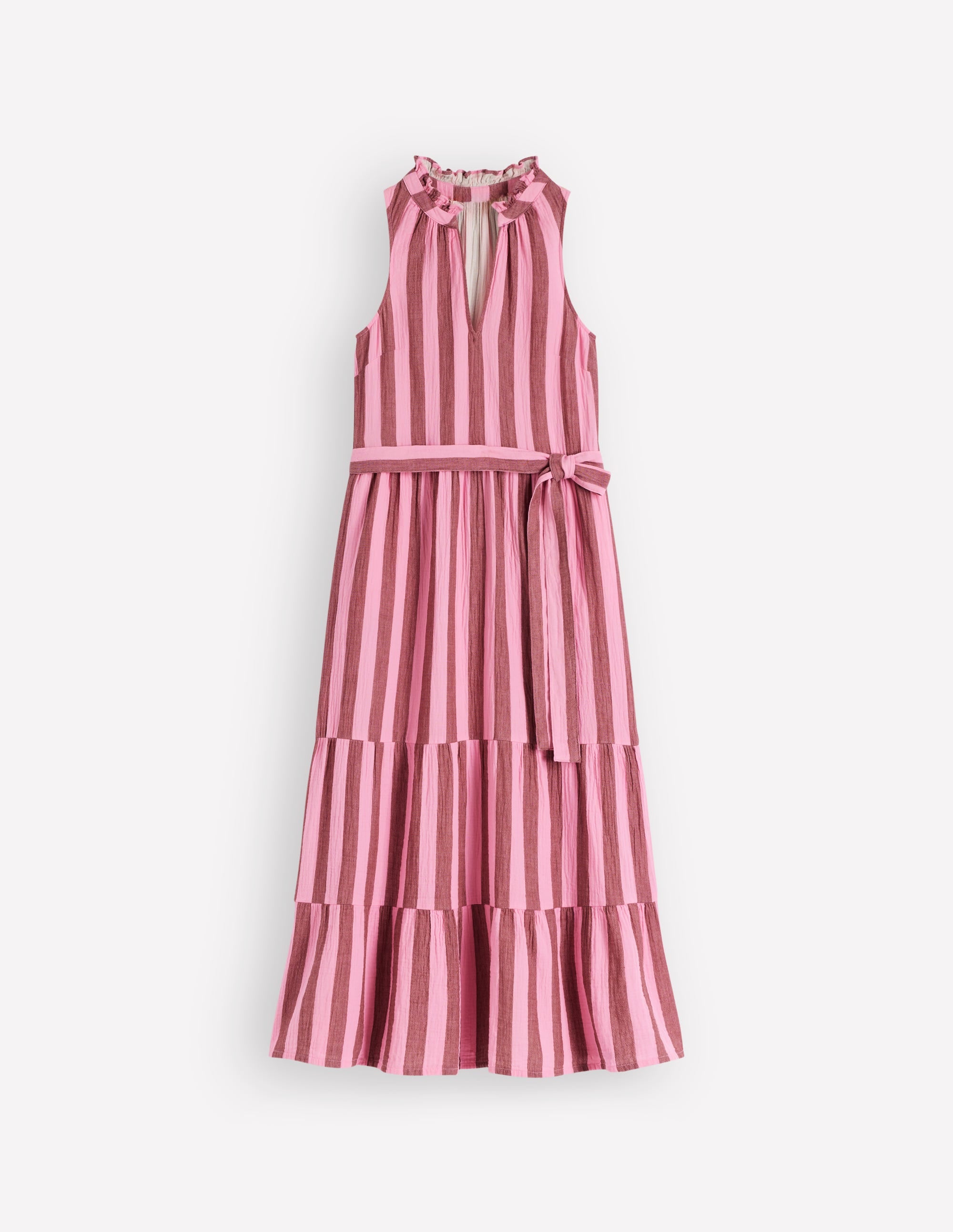 Viv Double Cloth Maxi Dress-Brown Pink Stripe - Image 9