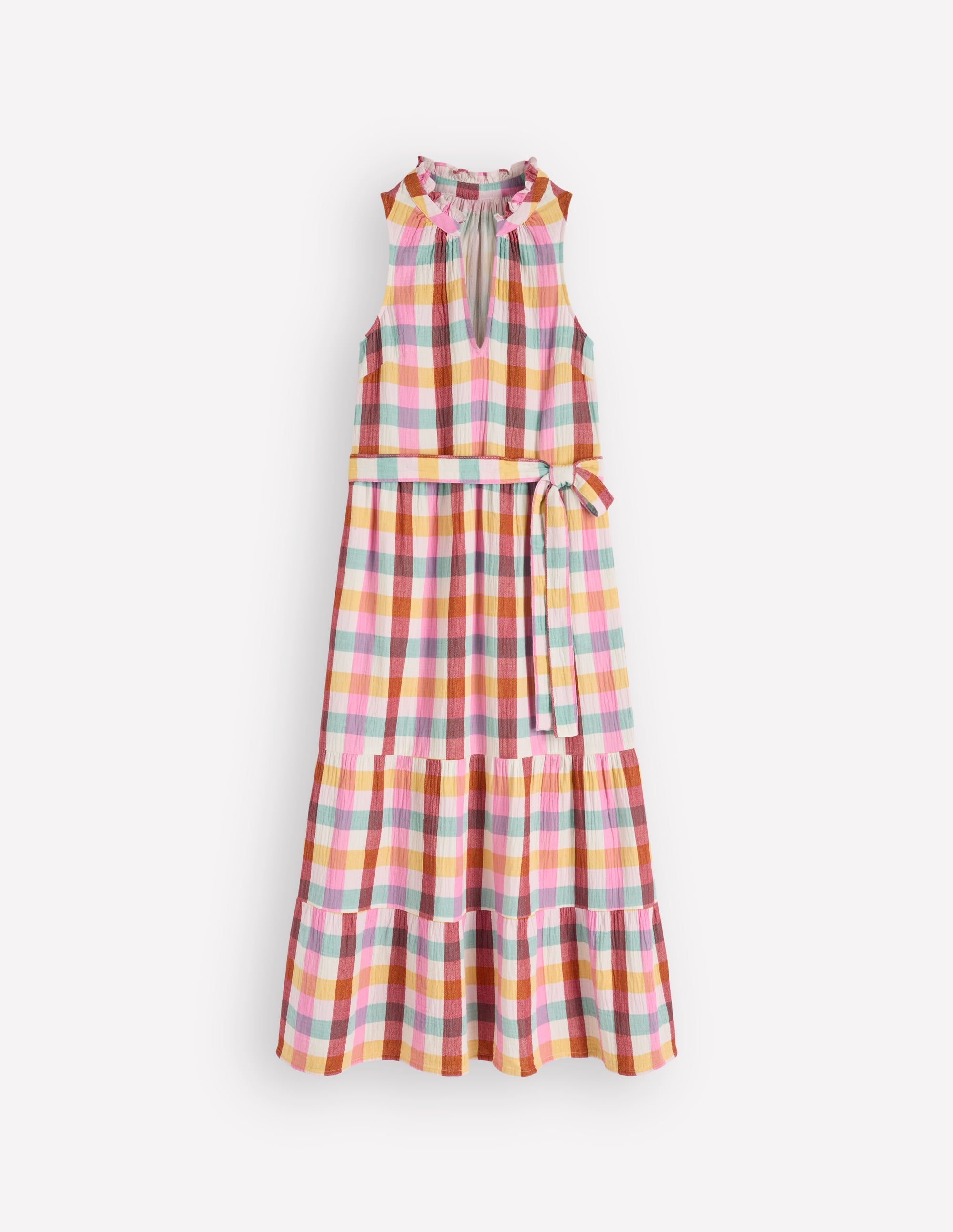 Viv Doppeltuch-Maxikleid-Bunt Karomuster - Image 7