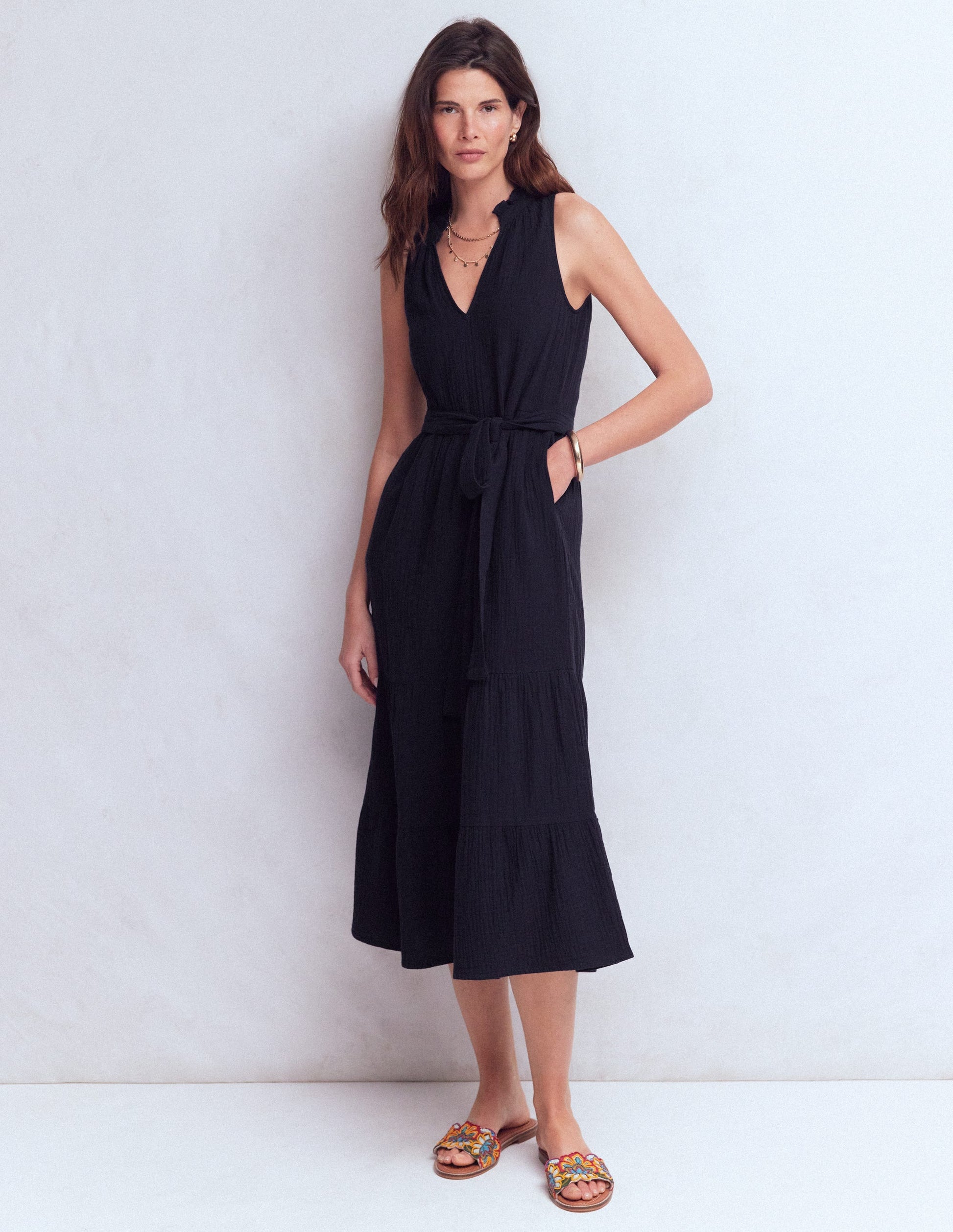 Viv Doppeltuch-Maxikleid-Marineblau-1
