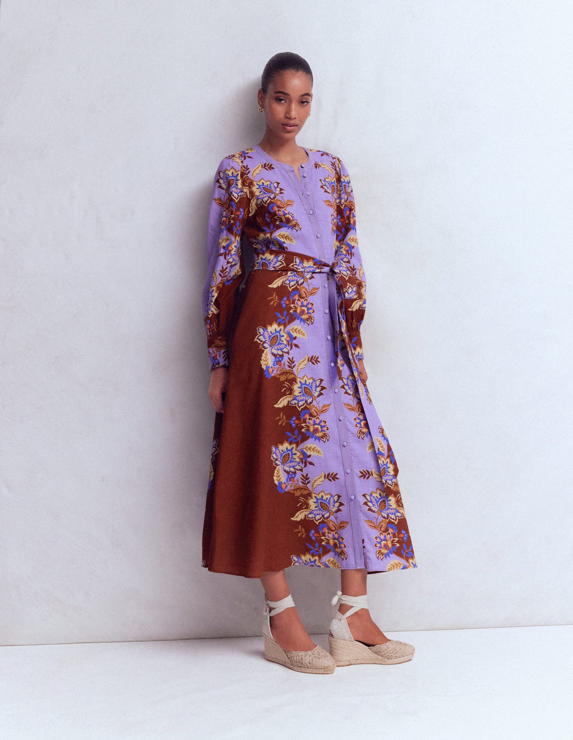 Robe de cérémonie à manches blousantes-Motif Super Bloom multi-2