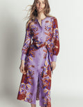 Robe de cérémonie à manches blousantes-Motif Super Bloom multi