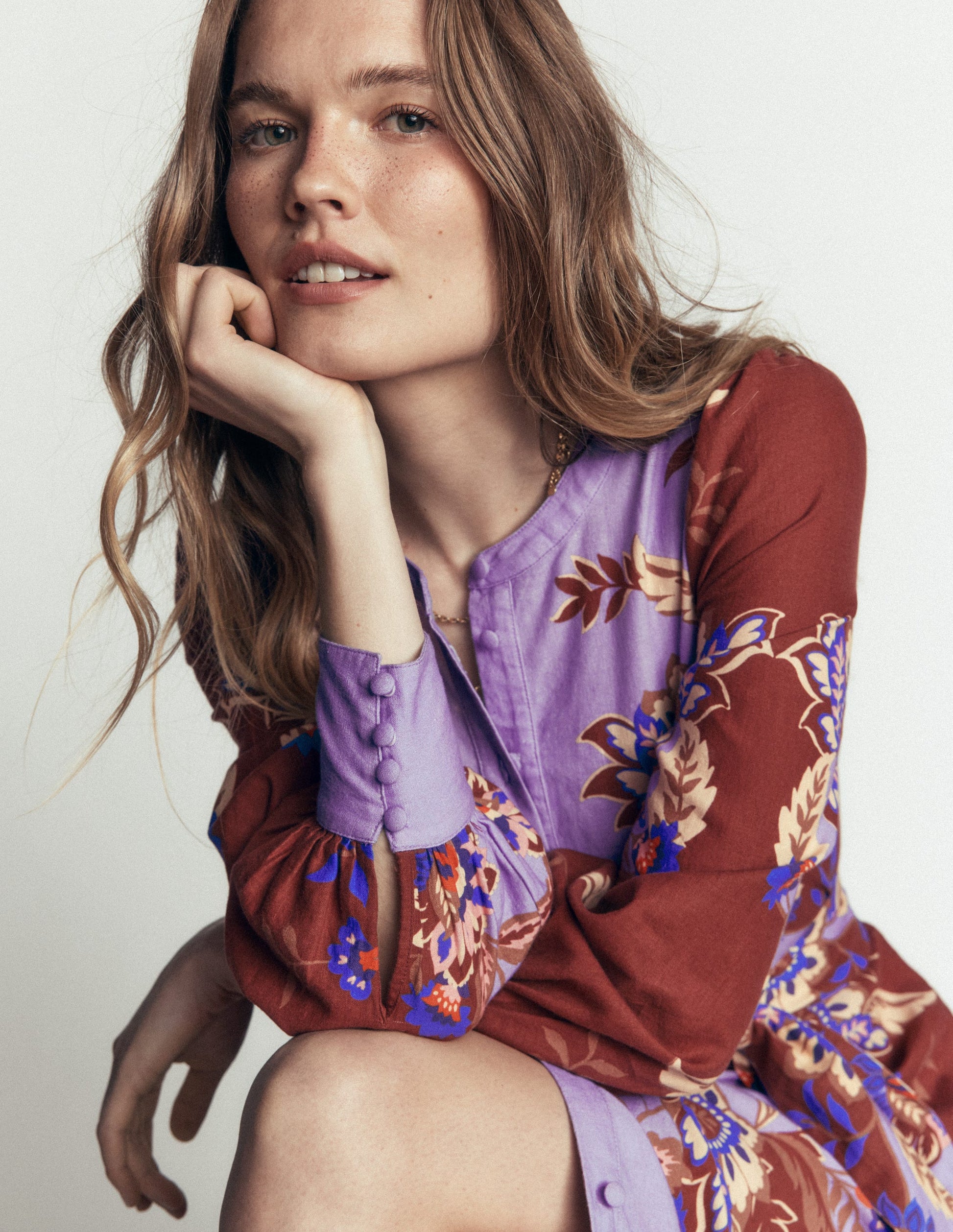 Robe de cérémonie à manches blousantes-Motif Super Bloom multi-2