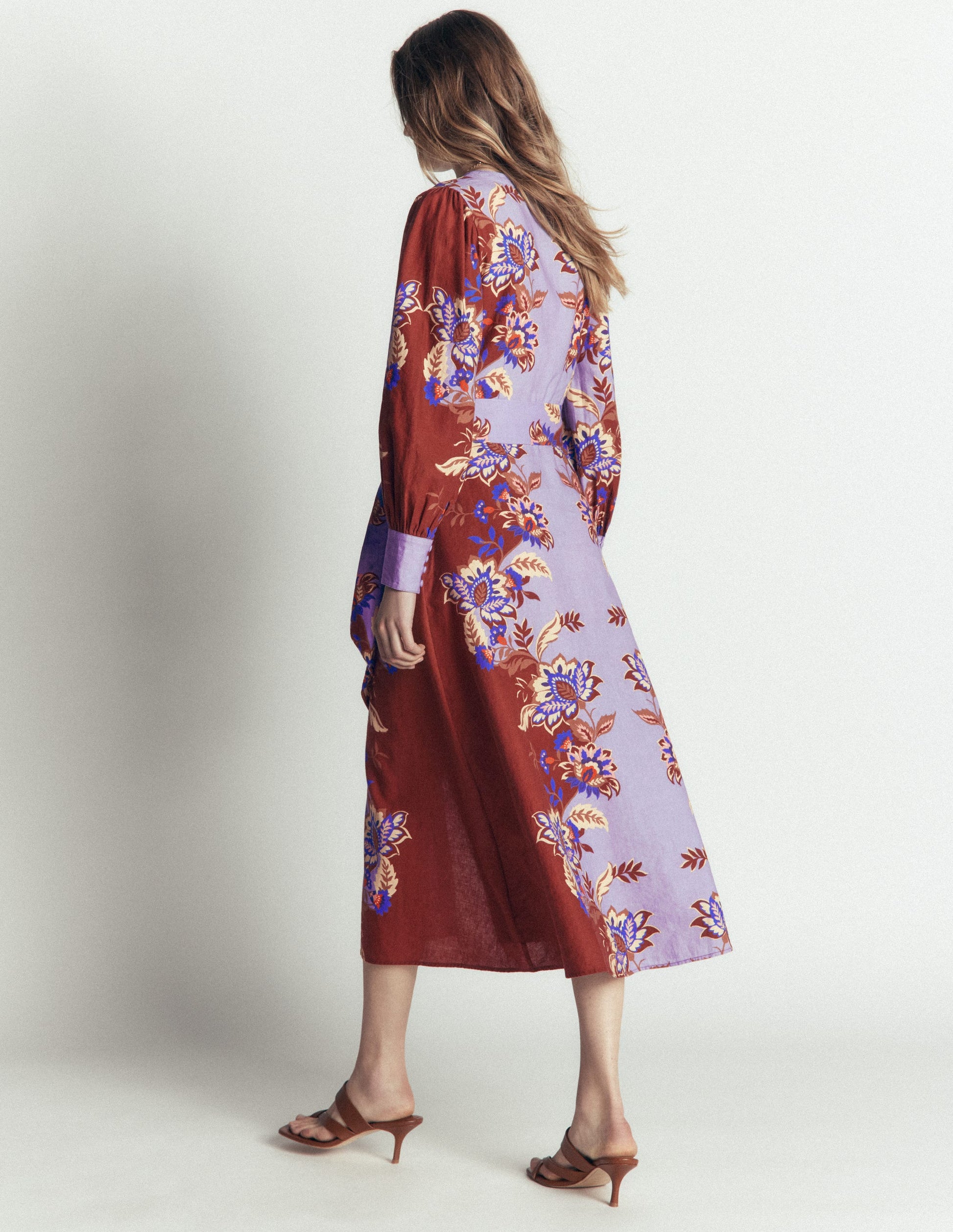 Robe de cérémonie à manches blousantes-Motif Super Bloom multi-3