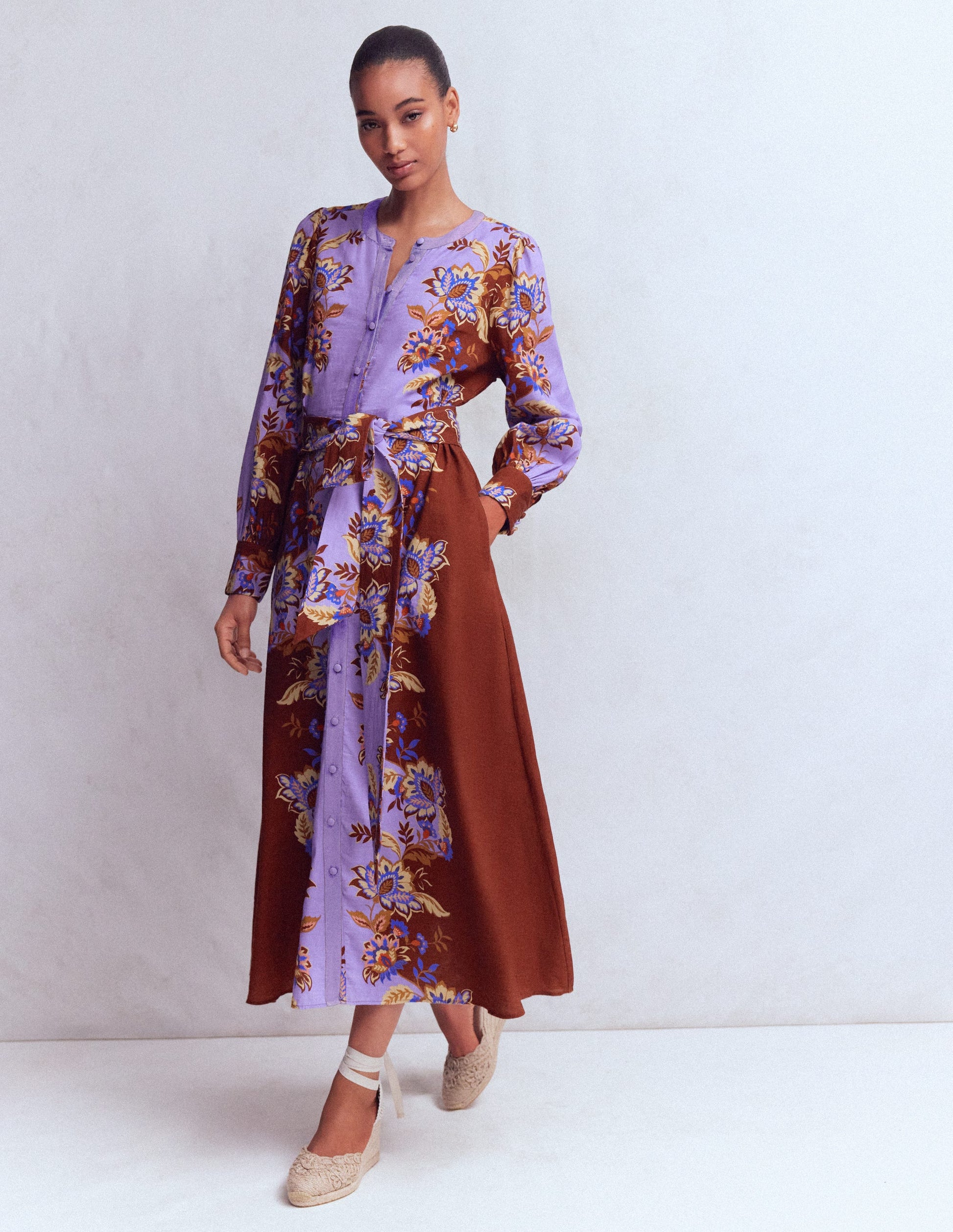 Robe de cérémonie à manches blousantes-Motif Super Bloom multi-5
