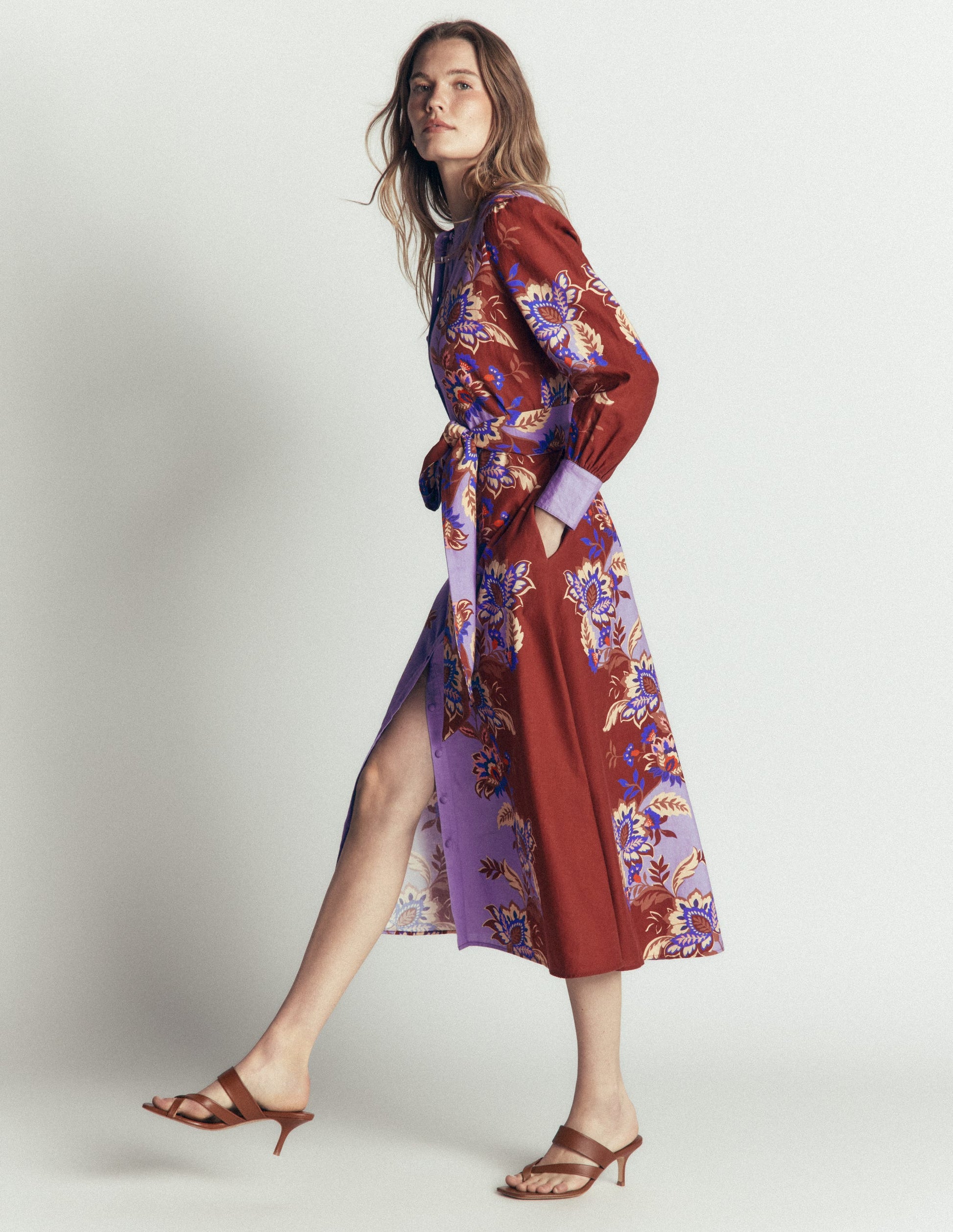 Robe de cérémonie à manches blousantes-Motif Super Bloom multi-4