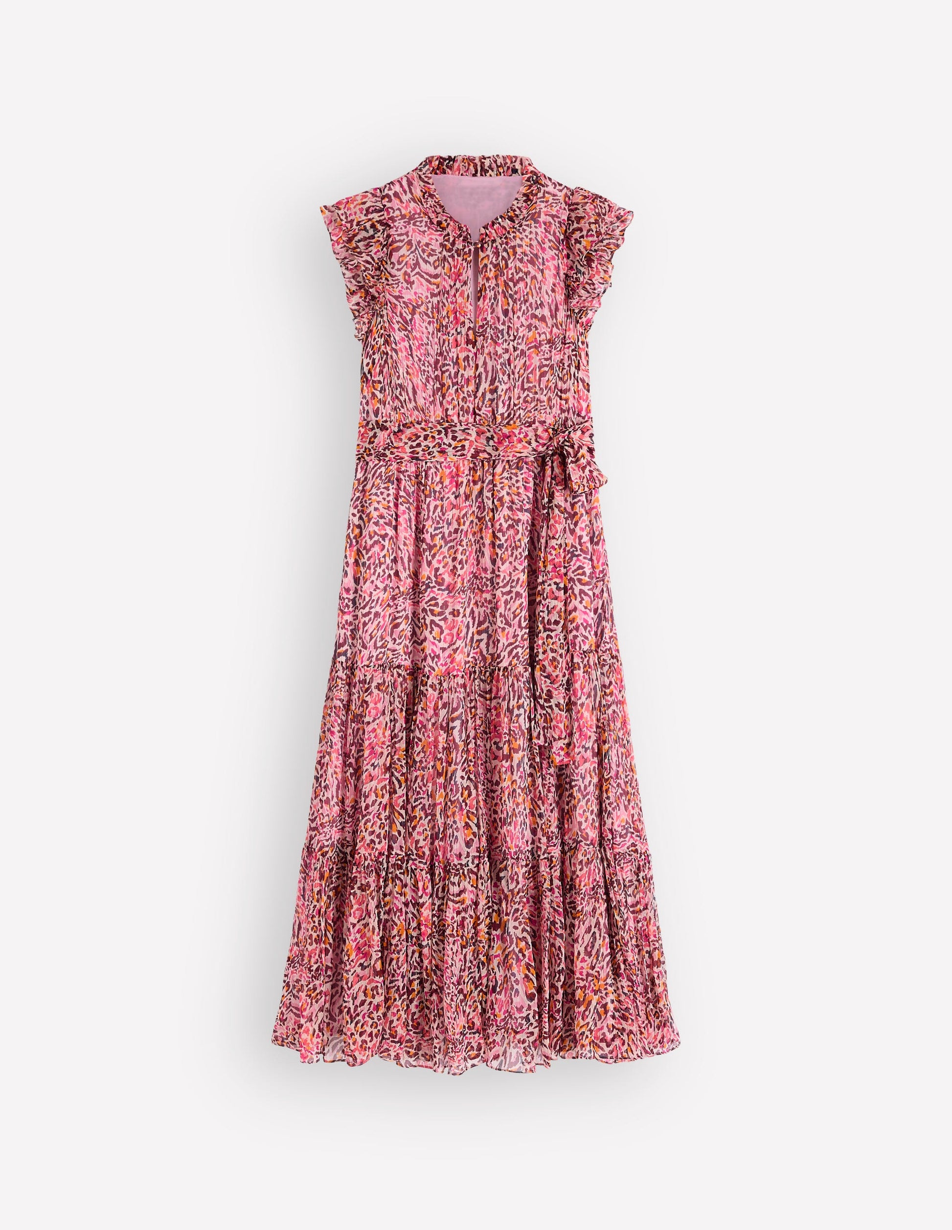 Hochgeschlossenes, ärmelloses Kleid-Bunt Leopardenmuster-8