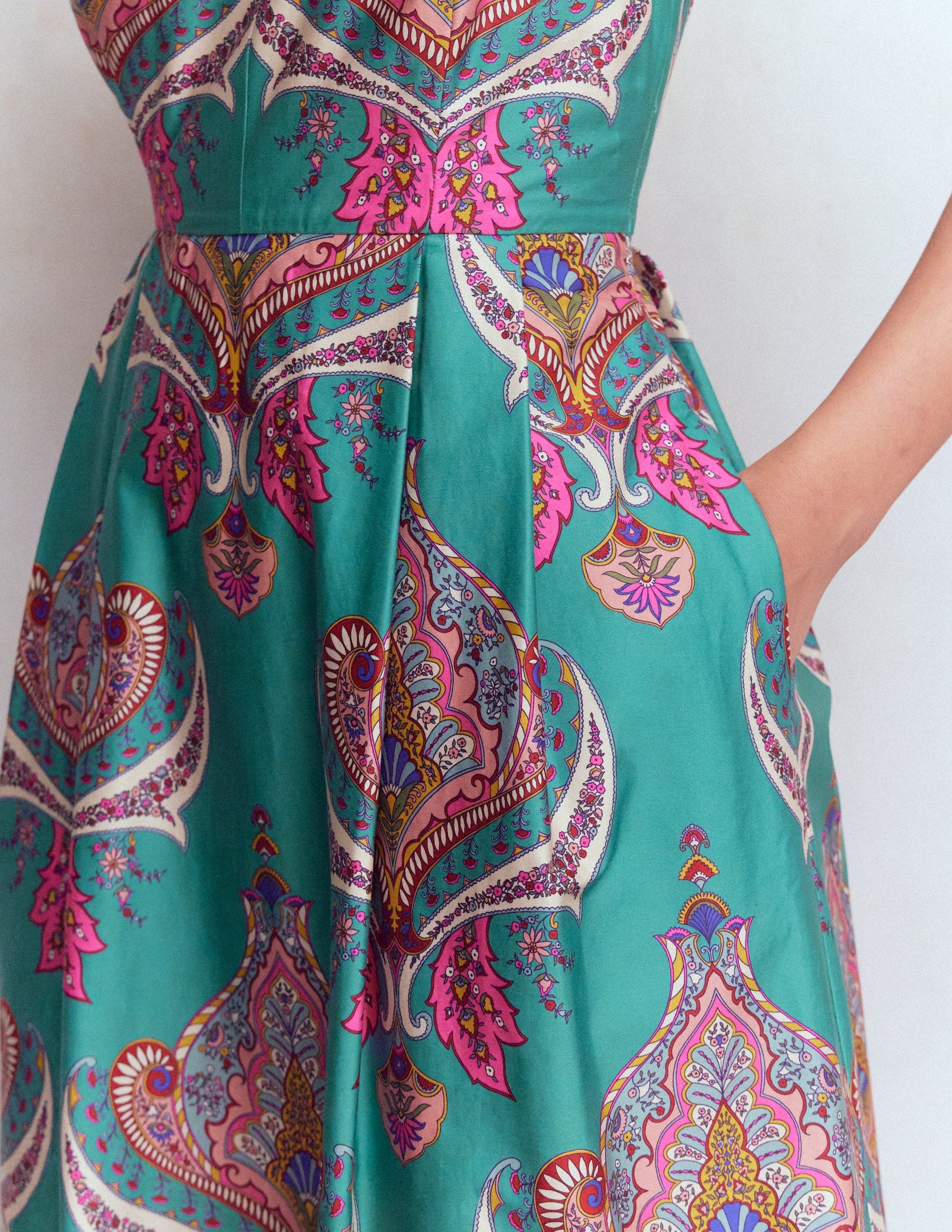 Empire Poplin Occasion Dress-Aurora Blue,  Ornamental Charm-2