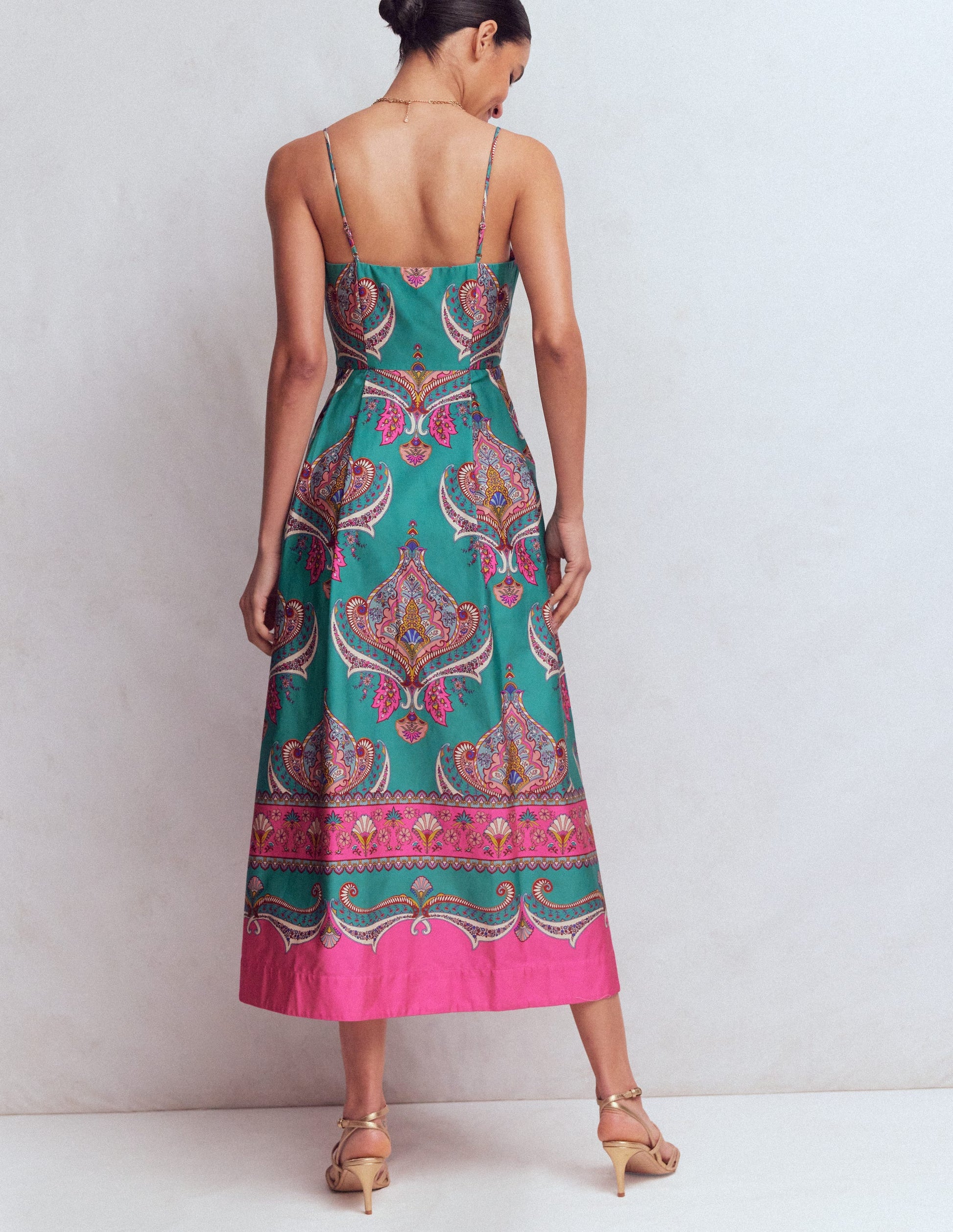 Empire Poplin Occasion Dress-Aurora Blue,  Ornamental Charm-3