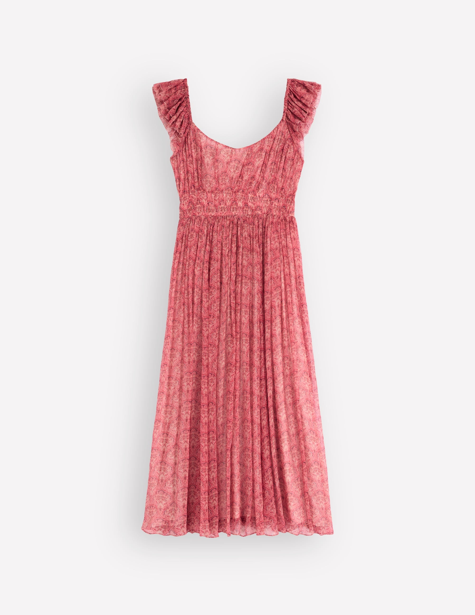 Chiffon-Maxikleid in Knitteroptik-Rosa Paradiesgärten - Image 8