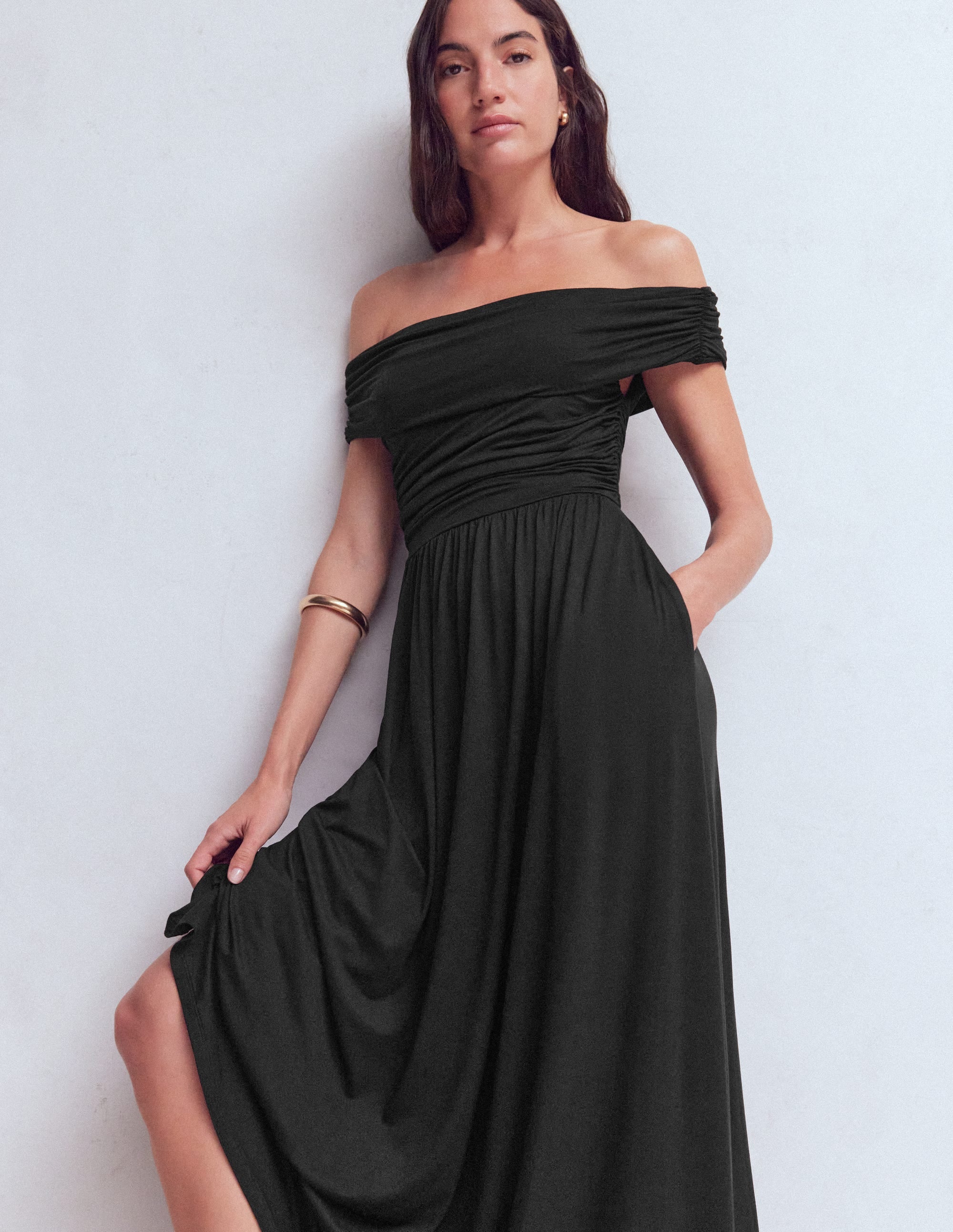 Bardot Gerafftes Maxikleid-Schwarz - Image 1