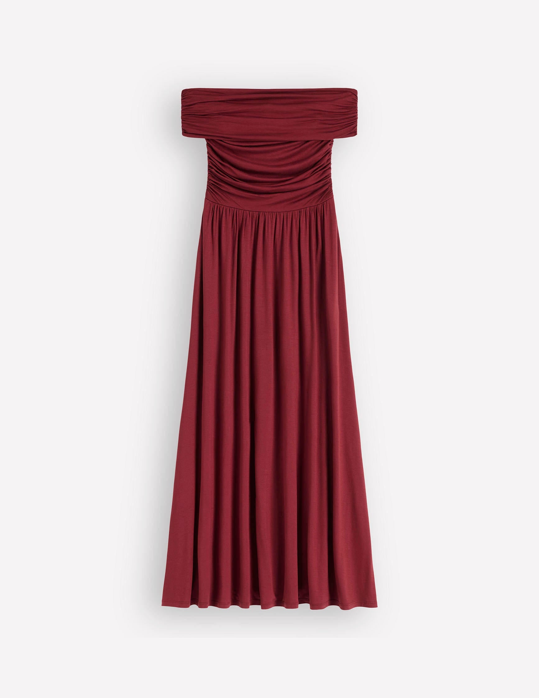 Bardot Gerafftes Maxikleid-Burgunderrot - Image 6