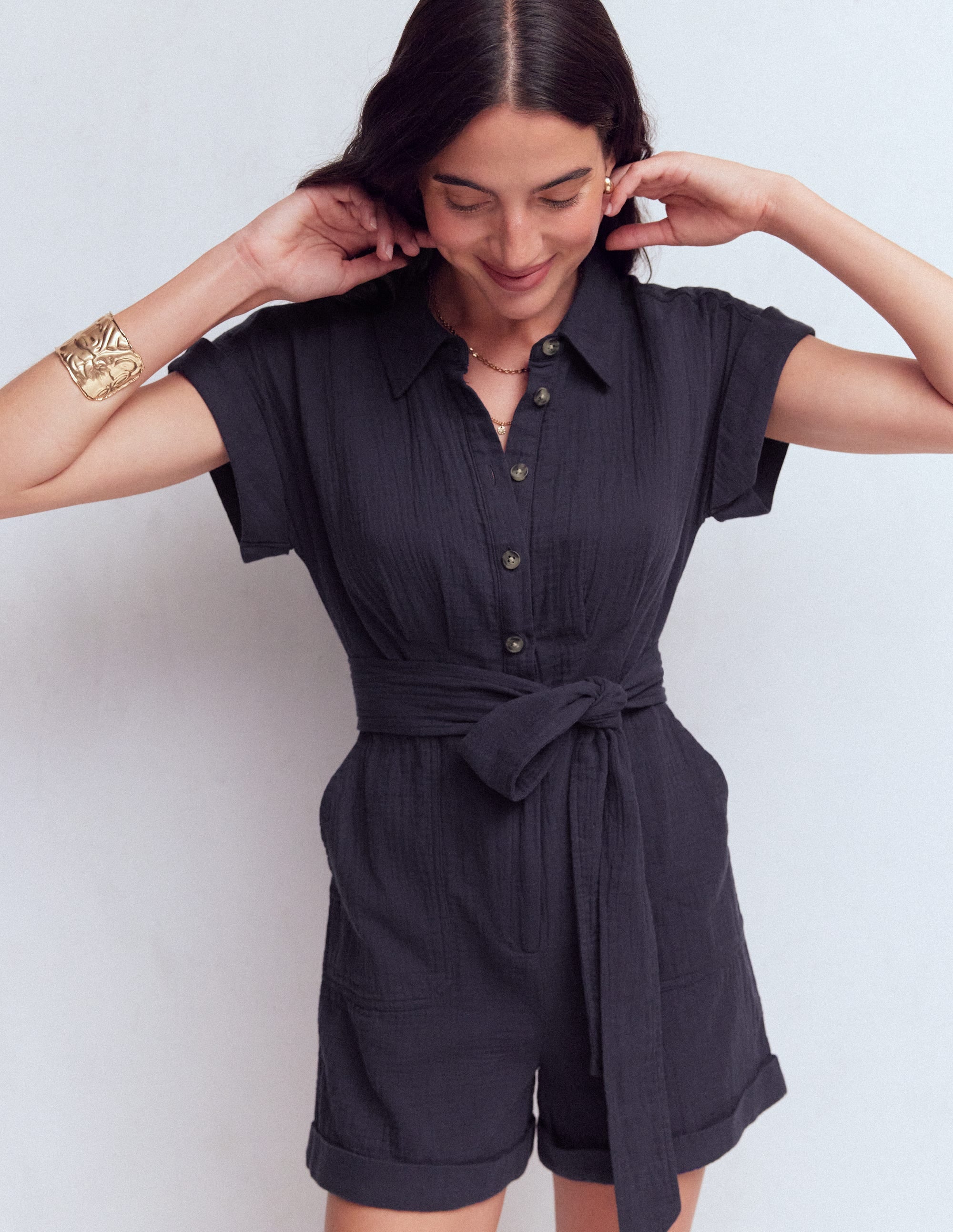 Kay Doppeltuch-Jumpsuit-Marineblau - Image 5