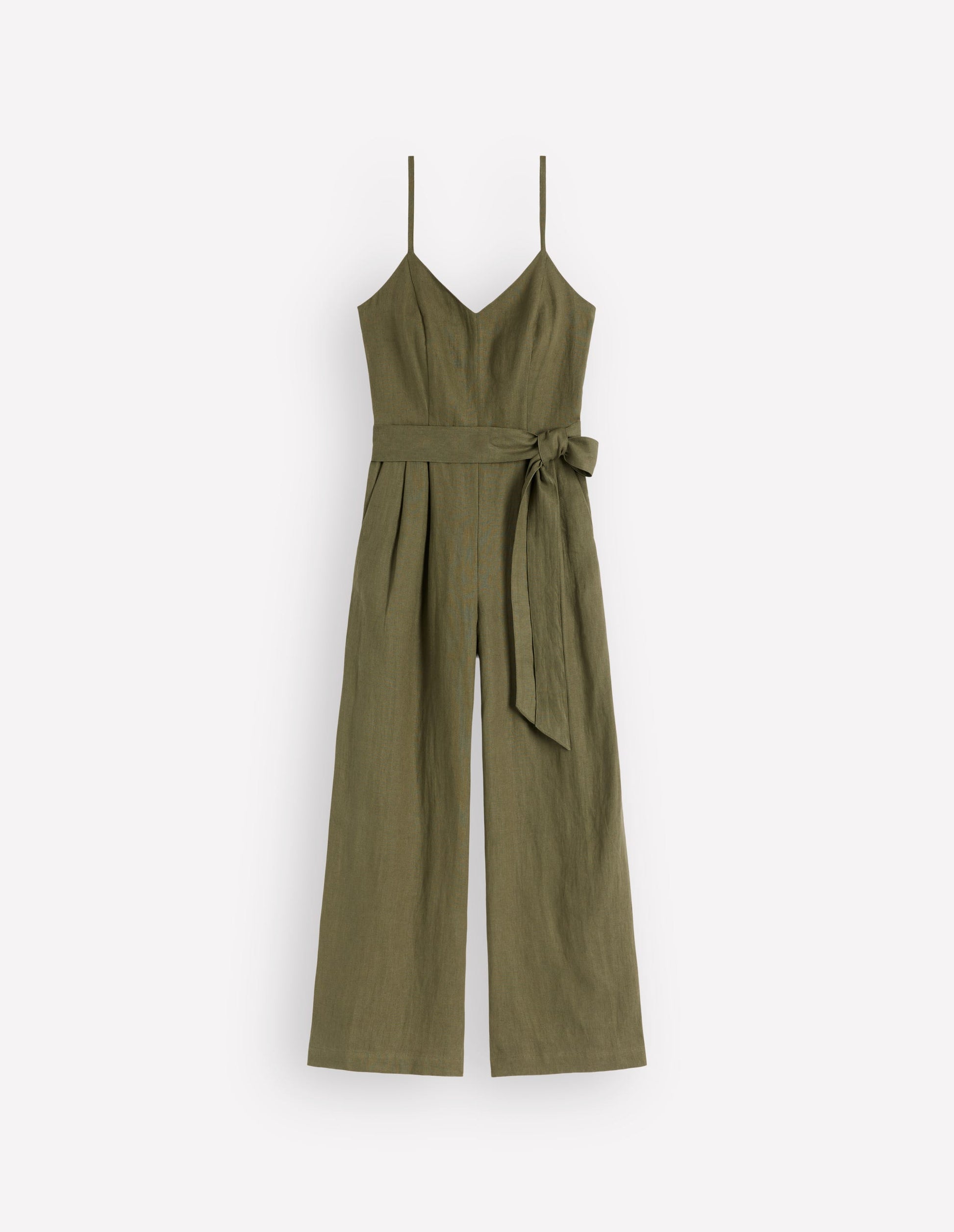 Leinen-Jumpsuit mit schmalen Trägern-Winter Moos-7
