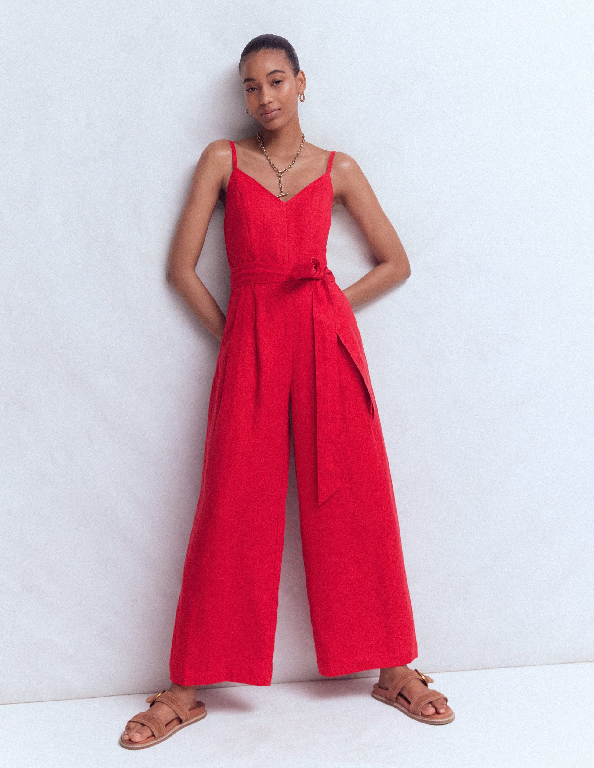 Leinen-Jumpsuit mit schmalen Trägern-Salsa-1