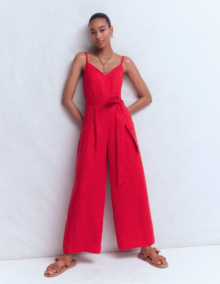 Leinen-Jumpsuit mit schmalen Trägern-Salsa