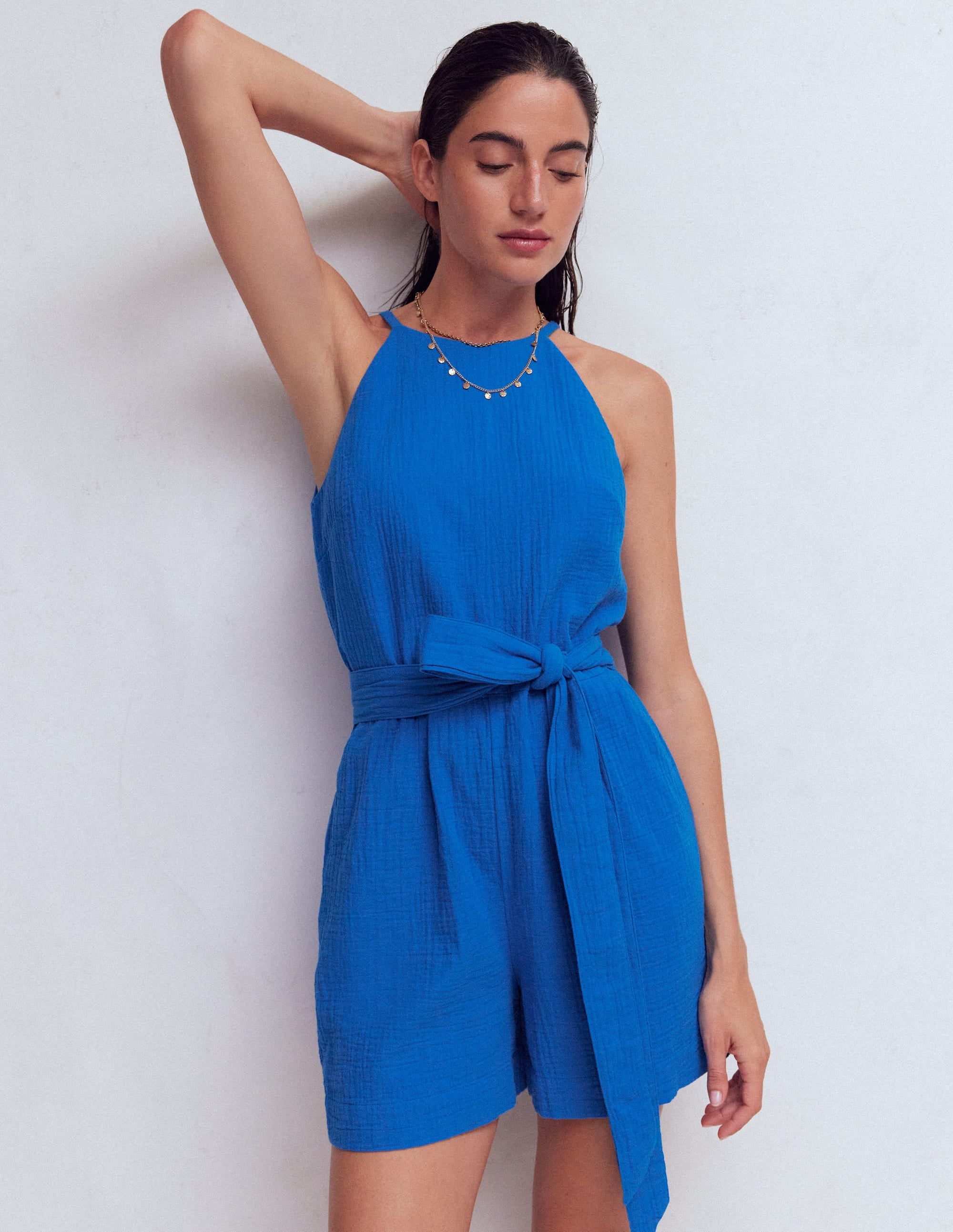 Rosa Doppeltuch-Jumpsuit-Blau - Image 1