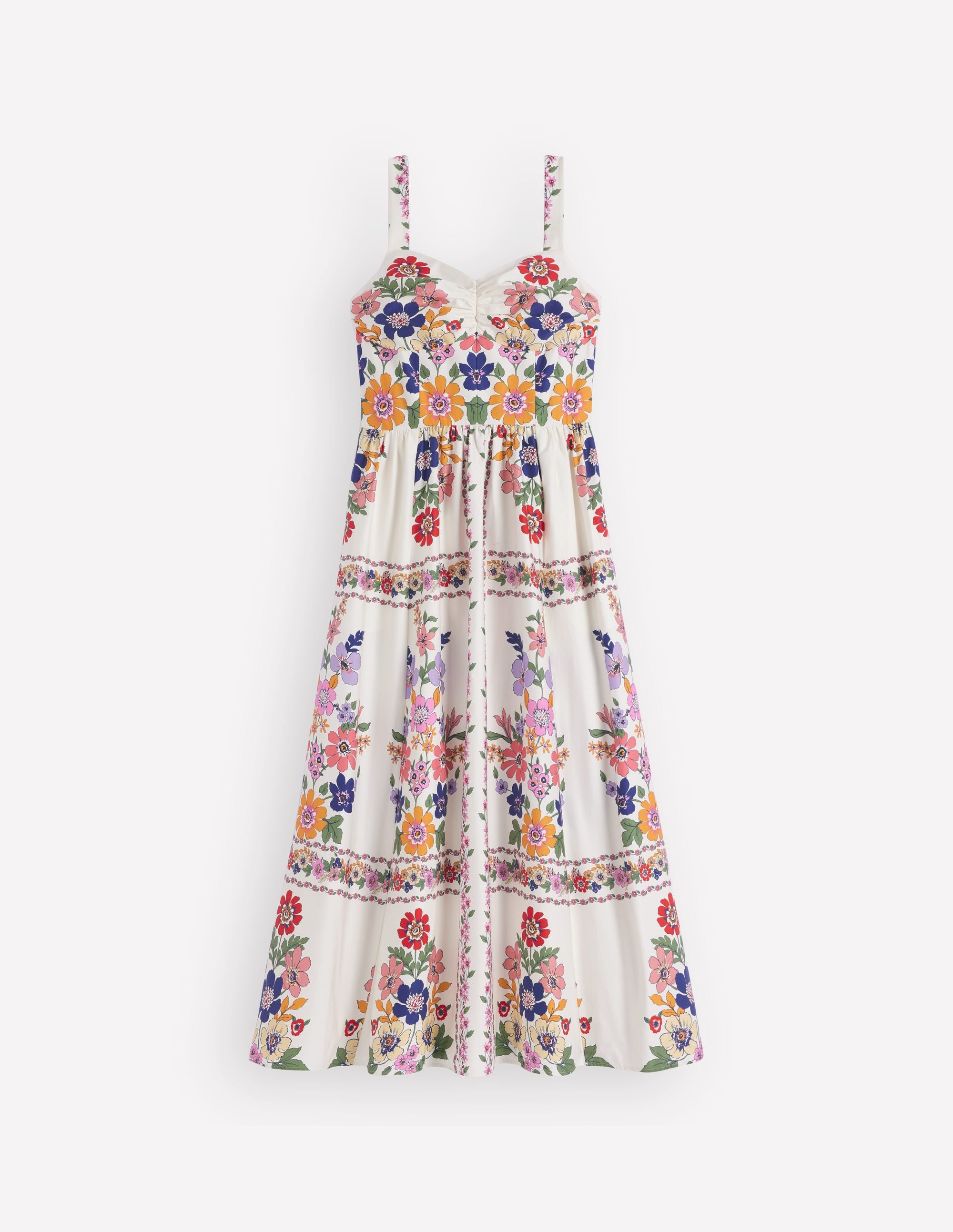 Ausgestelltes Midikleid-Bunt Wiesenblumen Gitter - Image 8
