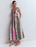 Ausgestelltes Midikleid-Orchideenhimmel Streifen