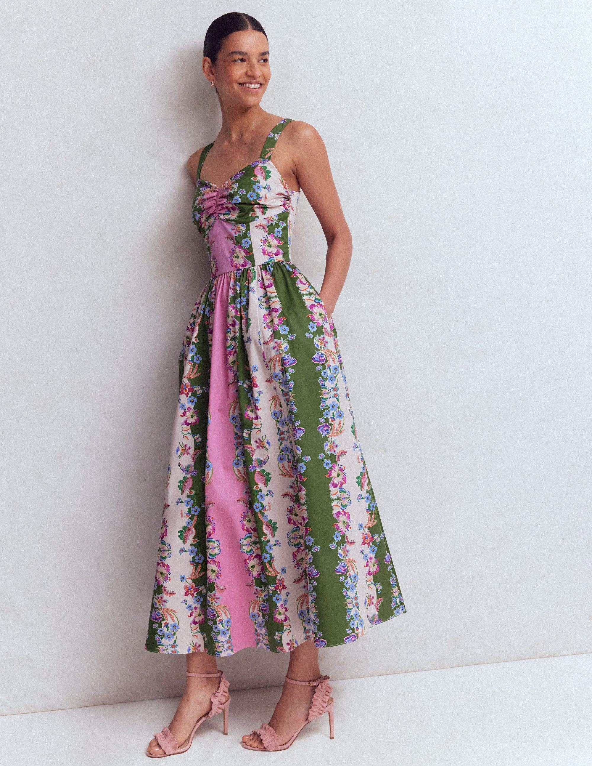 Ausgestelltes Midikleid-Orchideenhimmel Streifen - Image 1