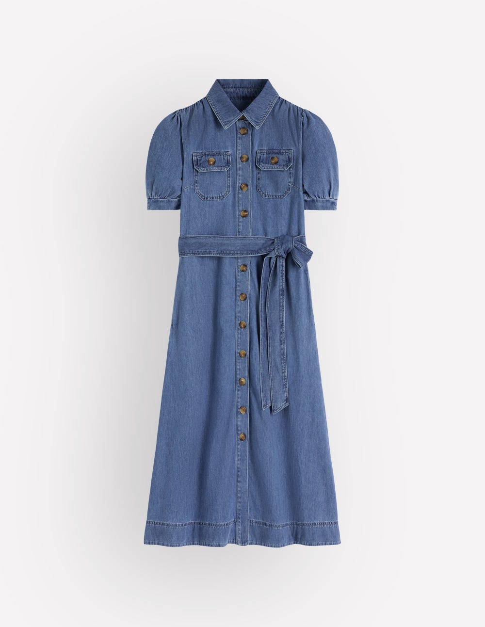 Denim-Hemdblusenkleid mit Puffärmeln-Medium Vintage-6