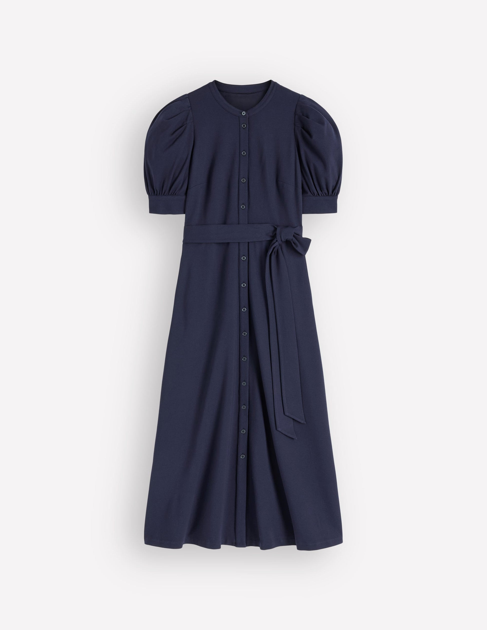 Ponte-Hemdblusenkleid mit Puffärmeln-Marineblau-5