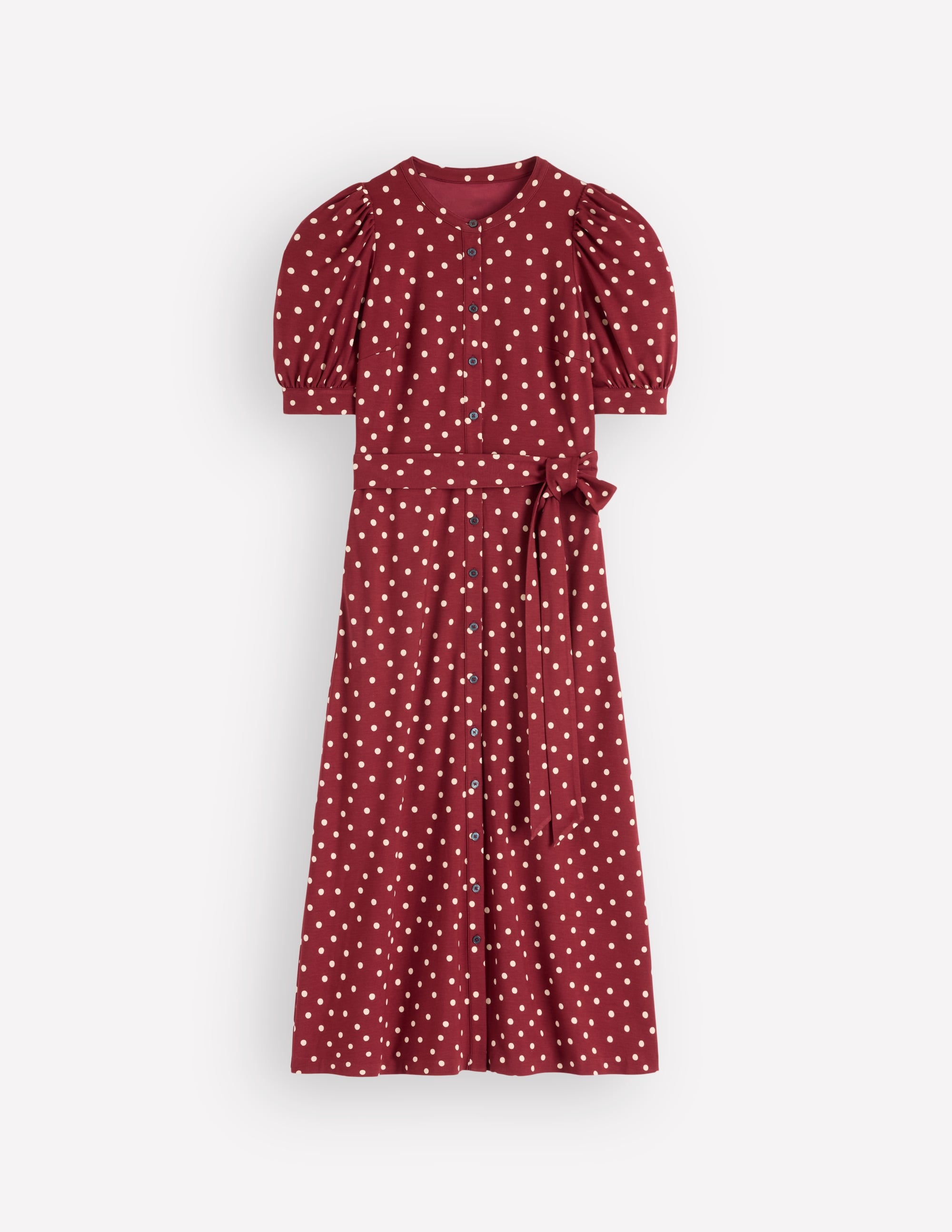 Ponte-Hemdblusenkleid mit Puffärmeln-Rote Birne, Gemalte Tupfen - Image 7