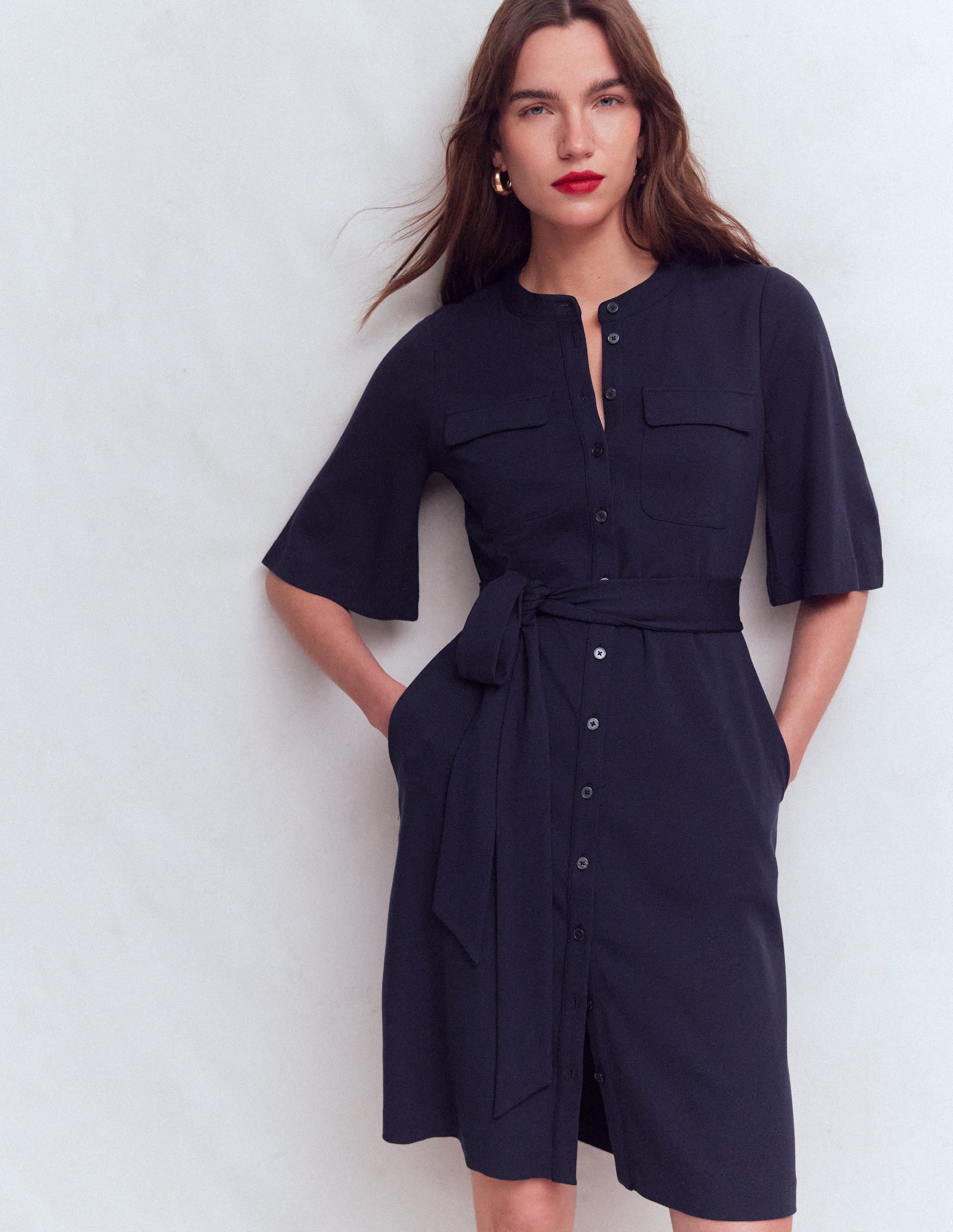 Ponte-Kleid mit Taschen vorn-Marineblau - Image 1