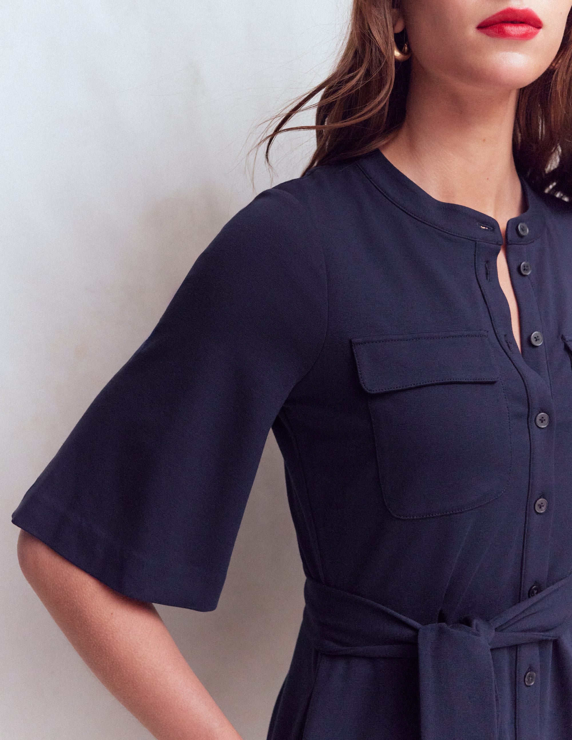 Ponte-Kleid mit Taschen vorn-Marineblau - Image 2