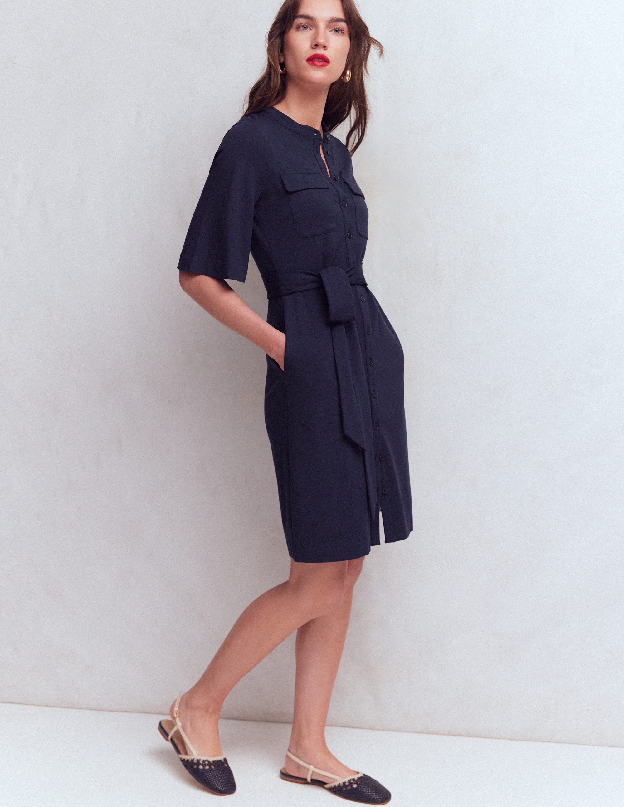 Ponte-Kleid mit Taschen vorn-Marineblau - Image 4