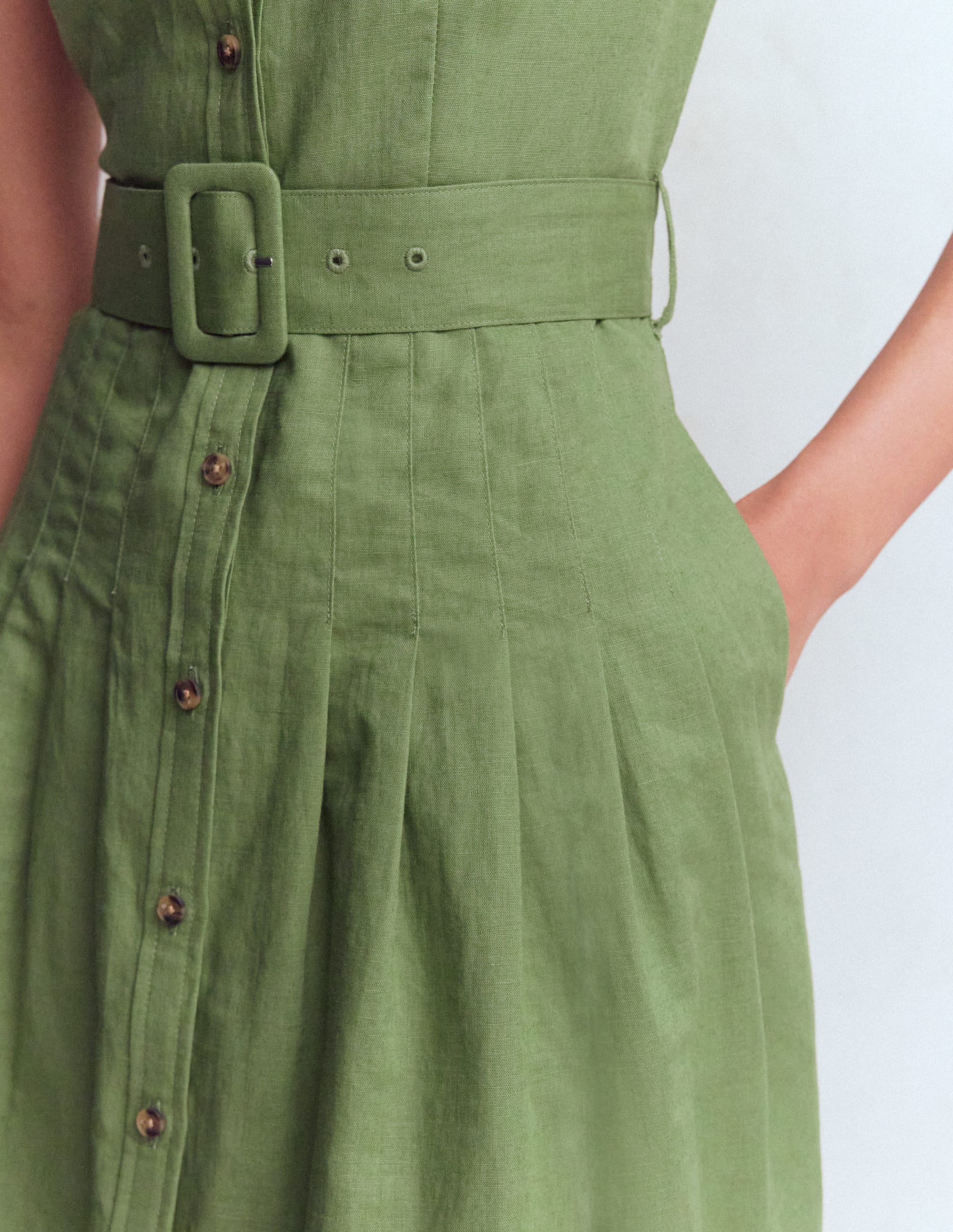 Robe courte Arabella en lin-Vert étang profond - Image 5