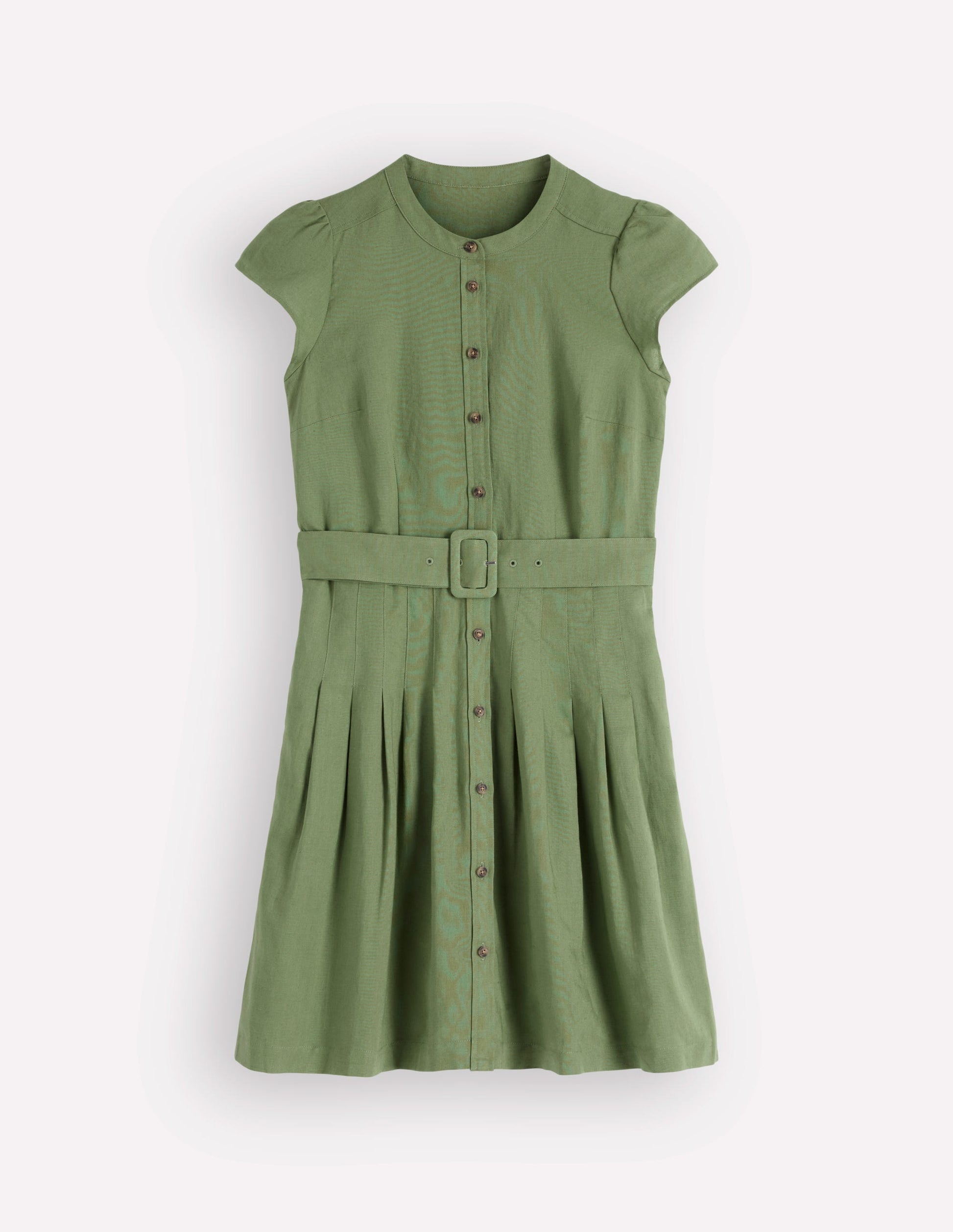 Arabella Short Linen Dress-Safari Green-7