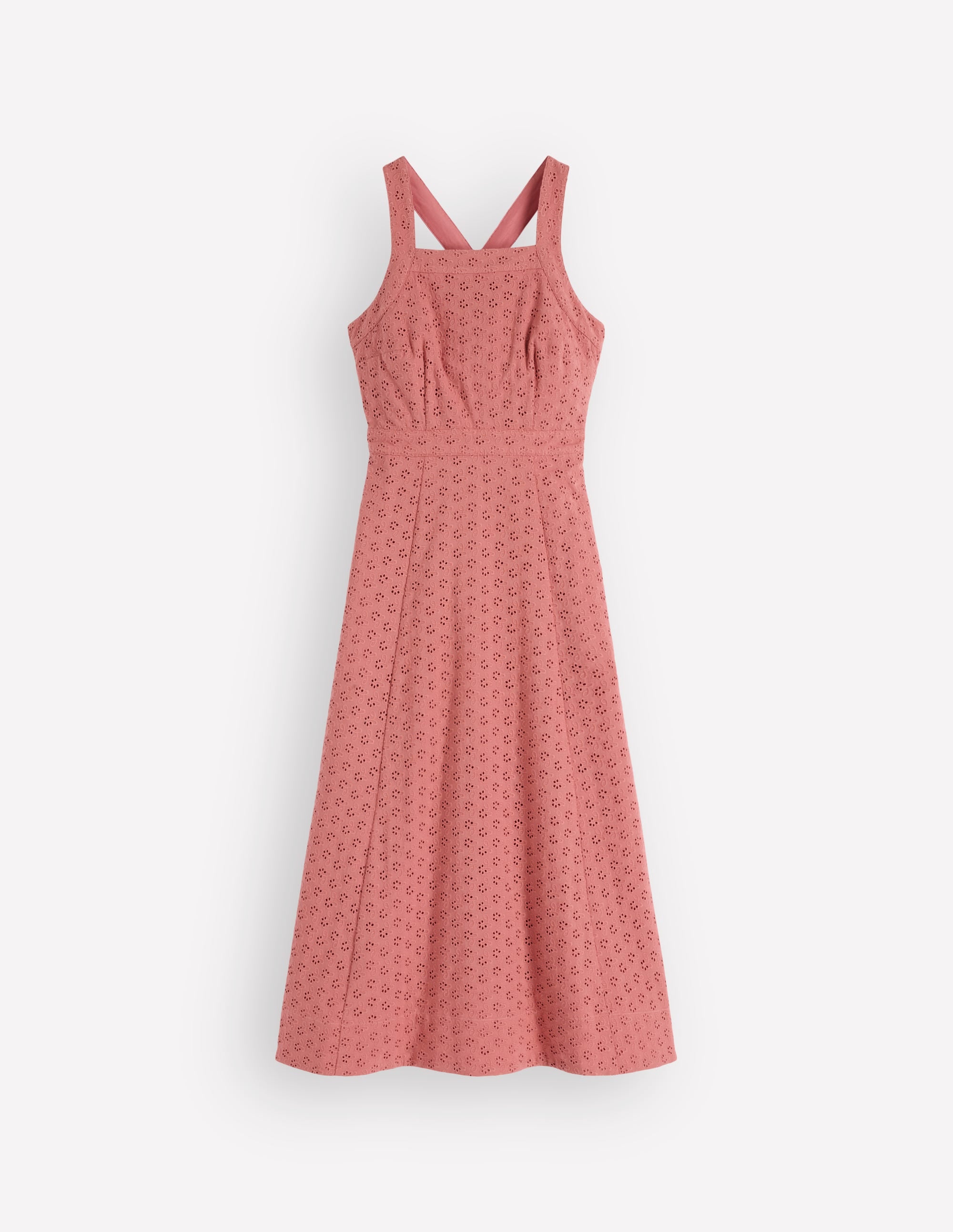 Midikleid mit gekreuzten Rückenträgern und Lochstickerei-Vintage-Rosa Lochstickerei - Image 6