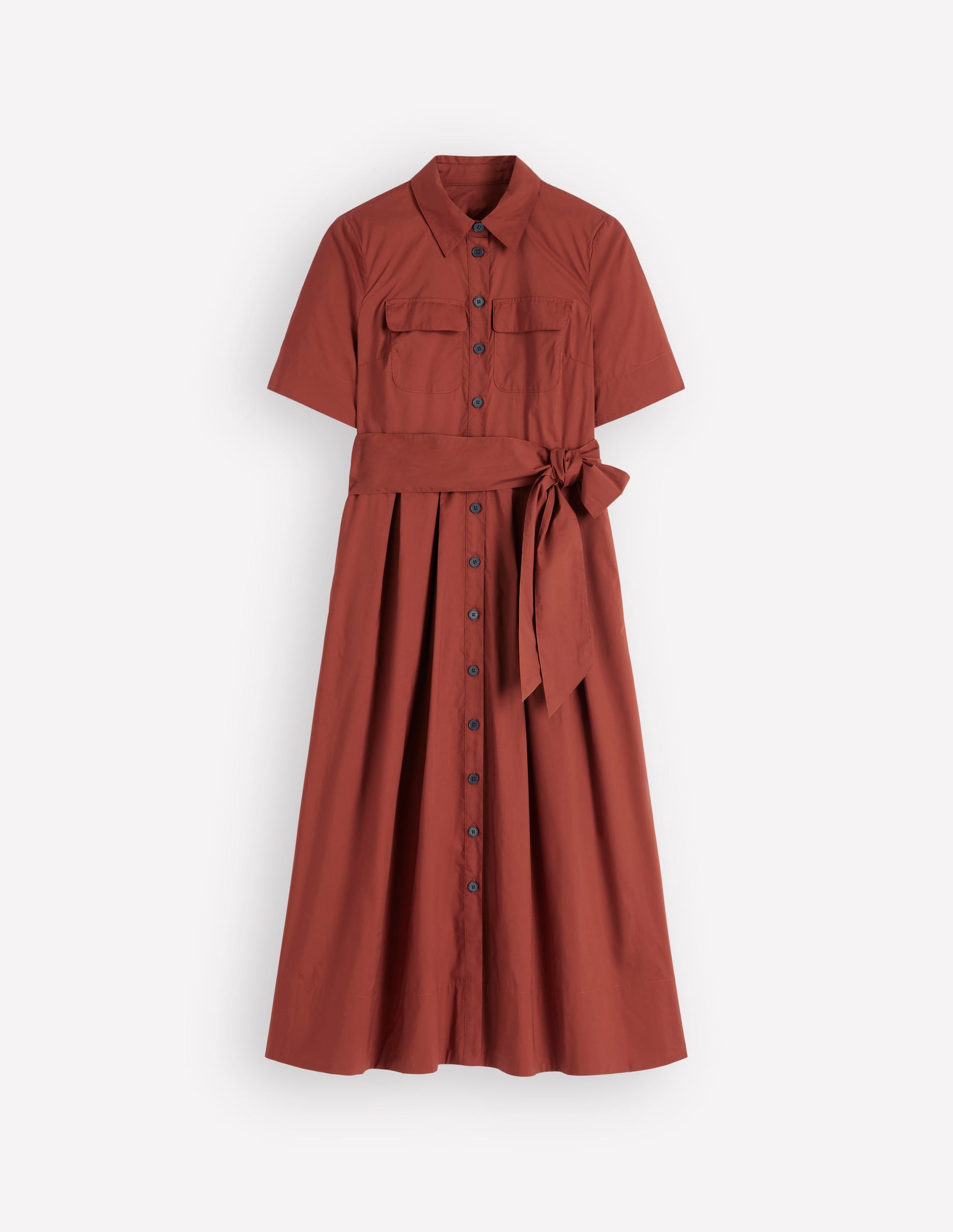 Zoe Kurzärmliges Hemdblusenkleid-Braun-Orange-5