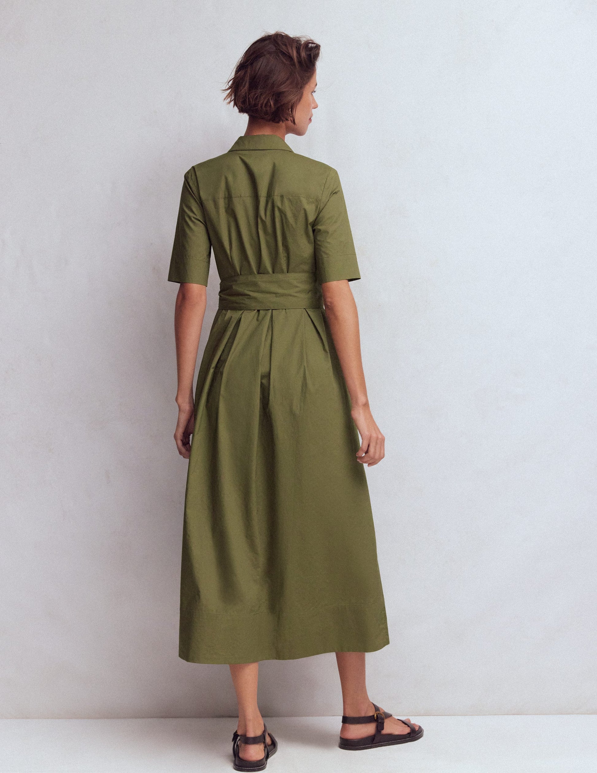 Zoe Short Sleeve Shirt Dress-Woodland Green-3