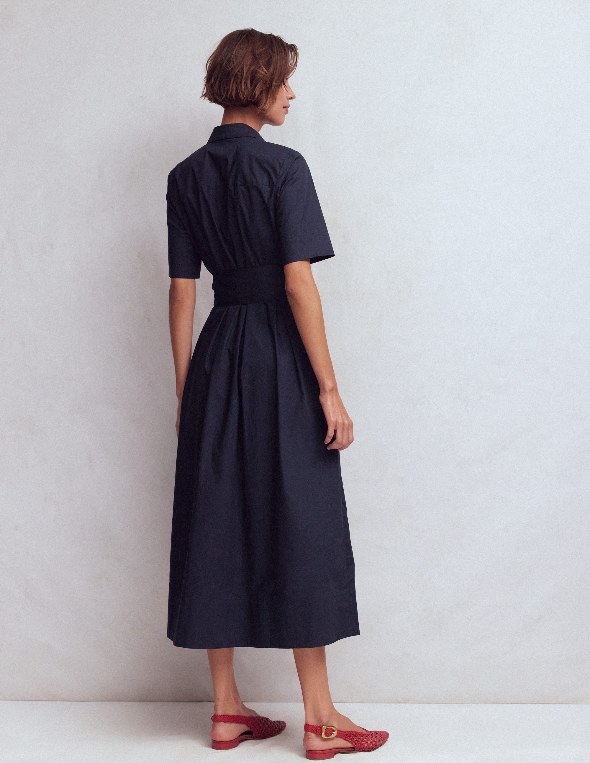 Zoe Kurzärmliges Hemdblusenkleid-Marineblau - Image 3
