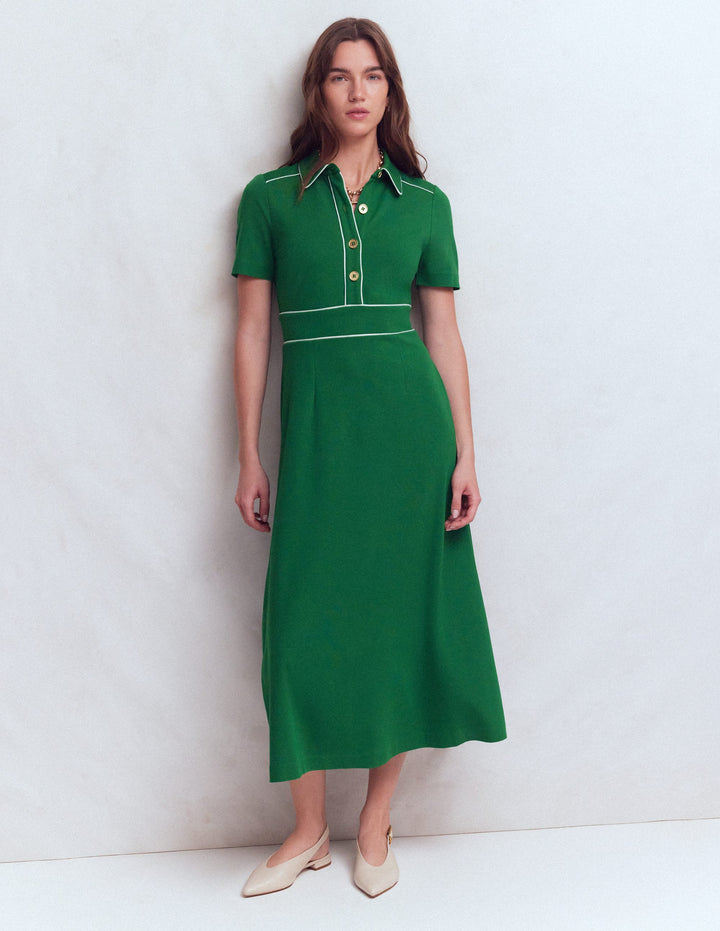 Etta Paspeliertes Ponte-Kleid-Frisches Grün