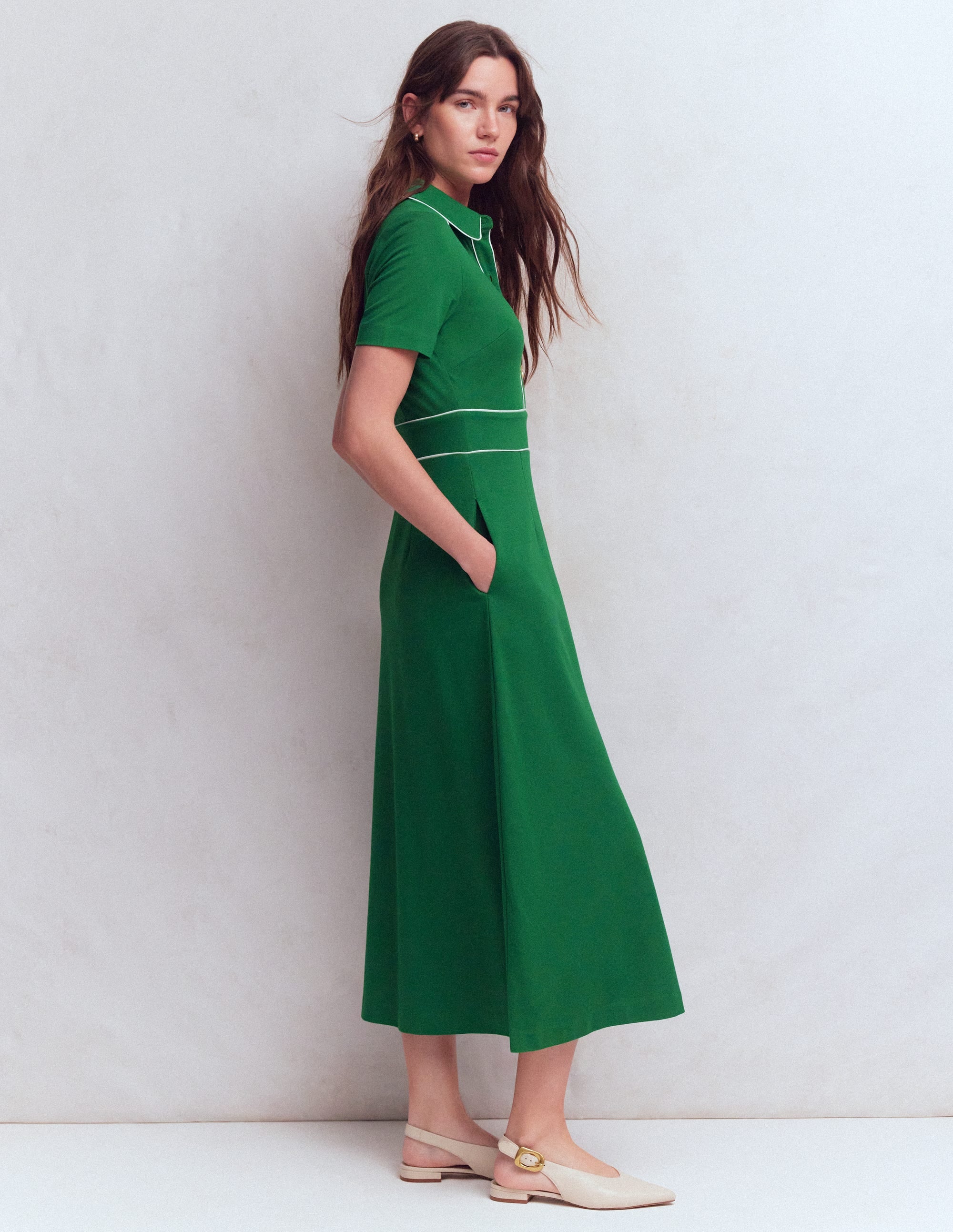 Etta Paspeliertes Ponte-Kleid-Frisches Grün - Image 4