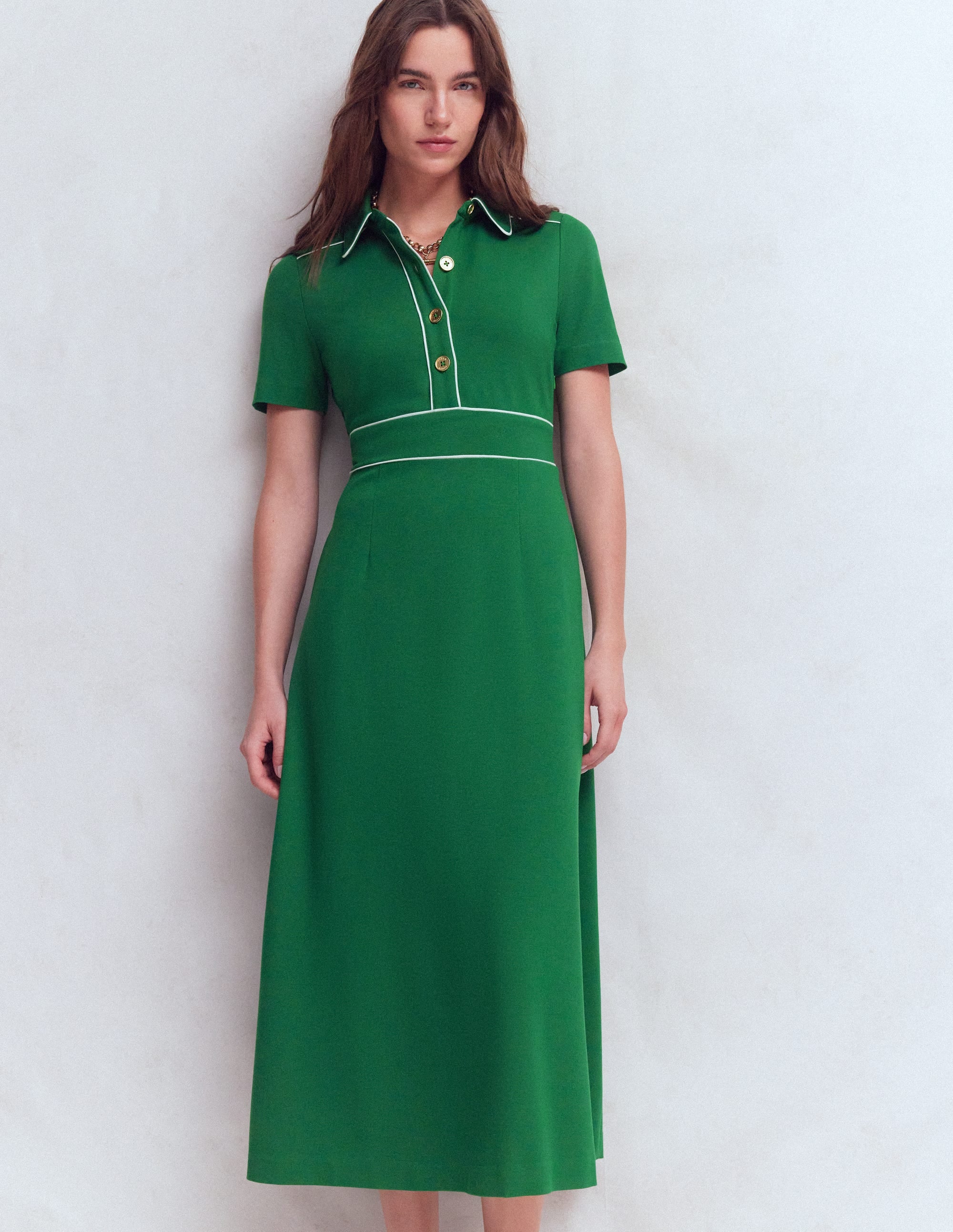 Etta Paspeliertes Ponte-Kleid-Frisches Grün - Image 5