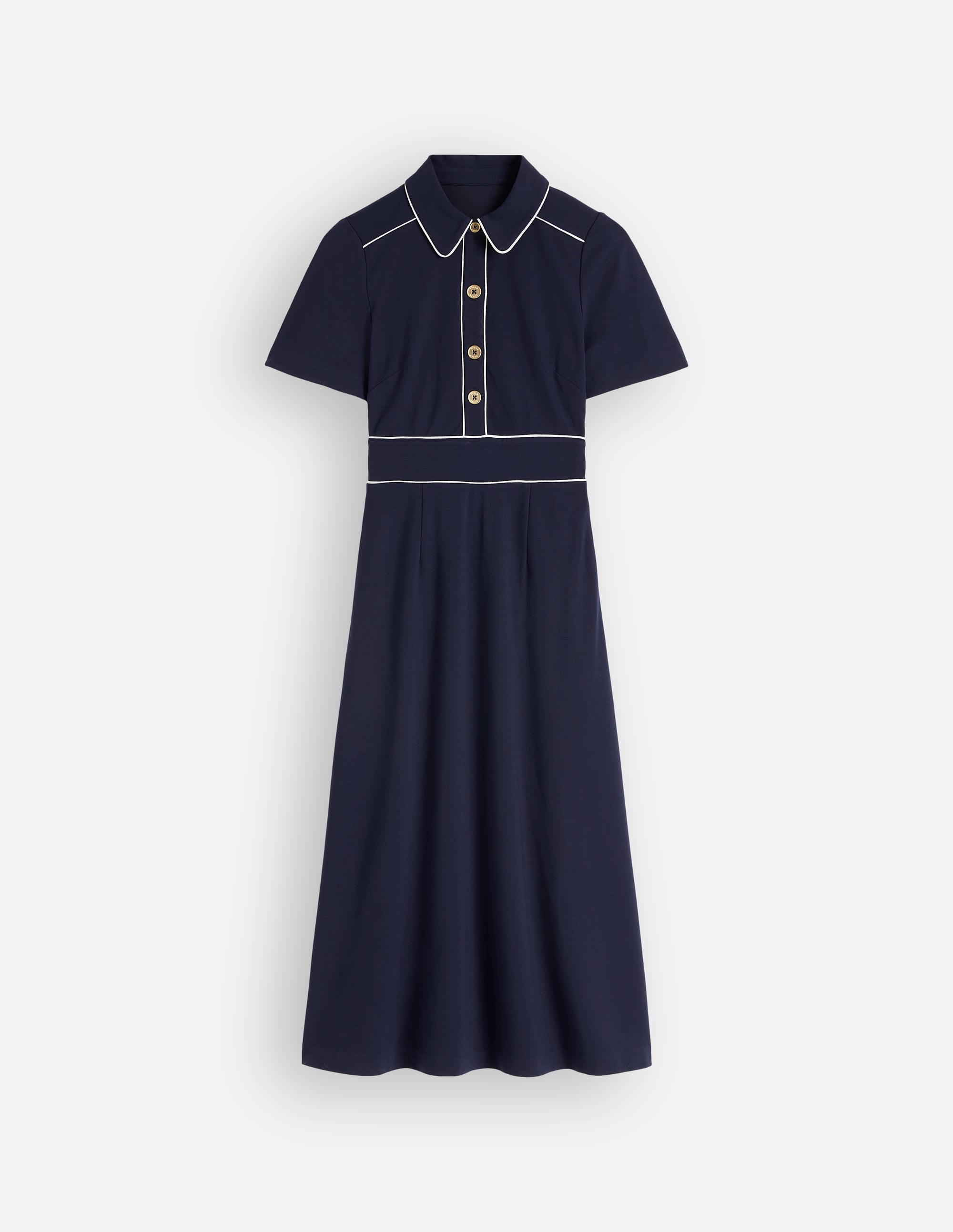Etta Paspeliertes Ponte-Kleid-Marineblau - Image 5