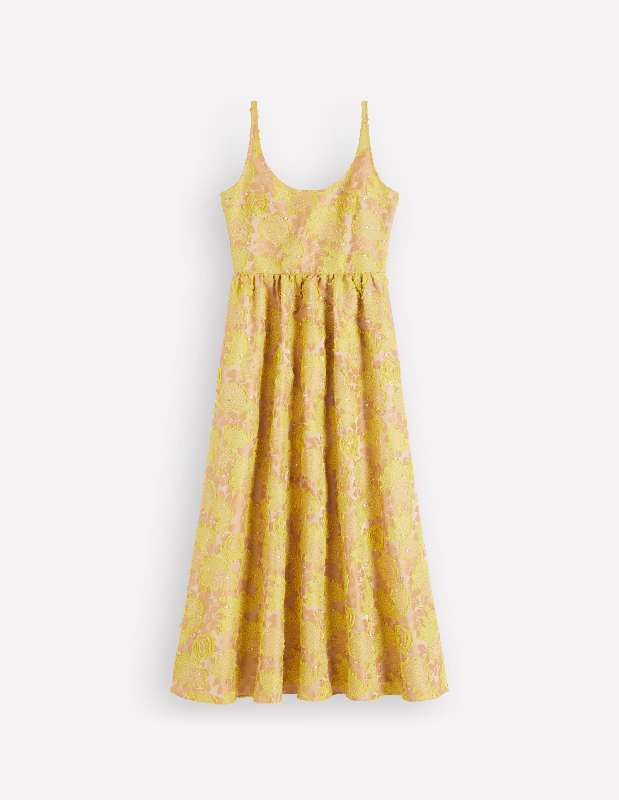 Robe ajustée-évasée à col U-Jacquard jaune - Image 9