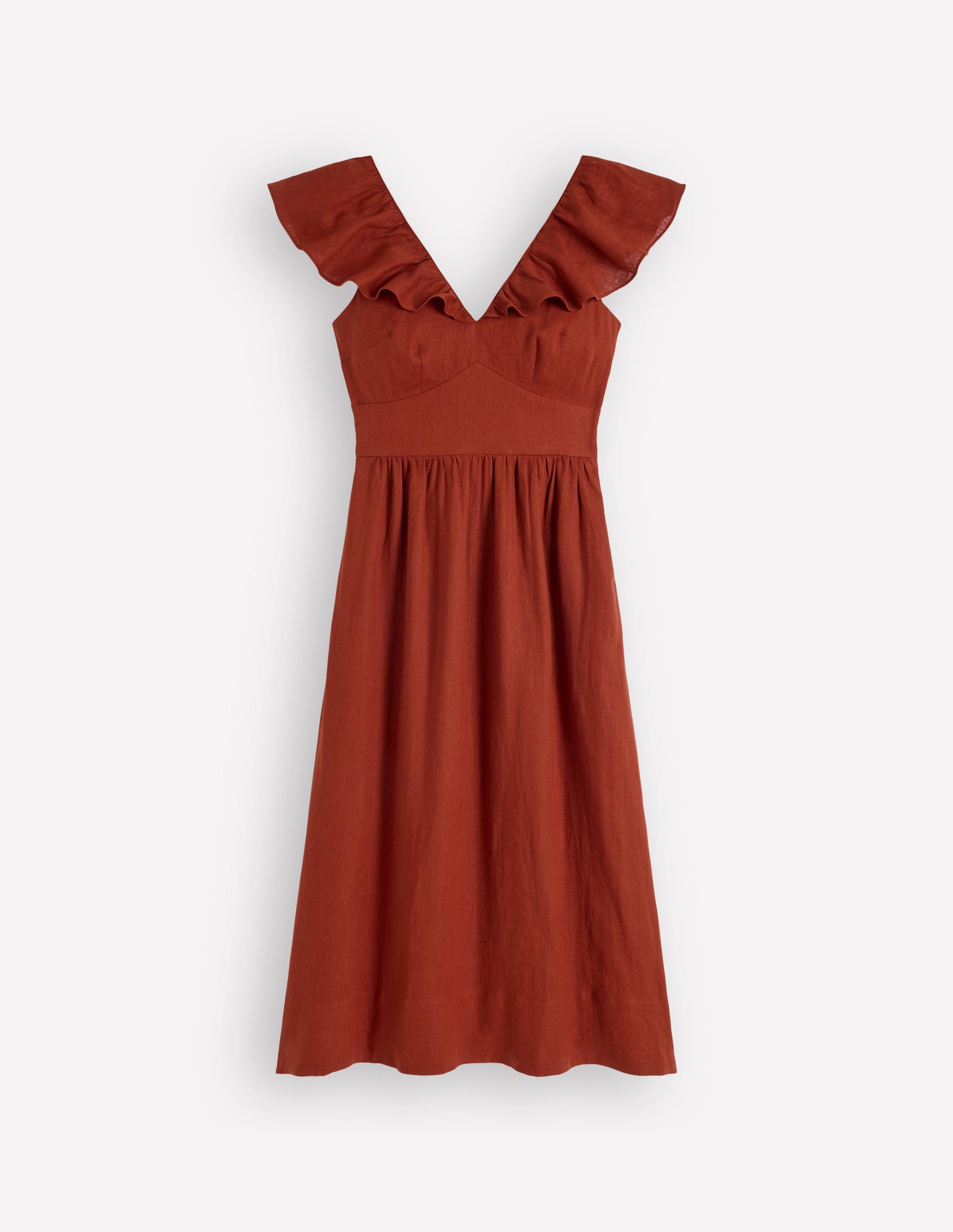 Leinenkleid mit Mega-Rüschen-Gebranntes Henna-7