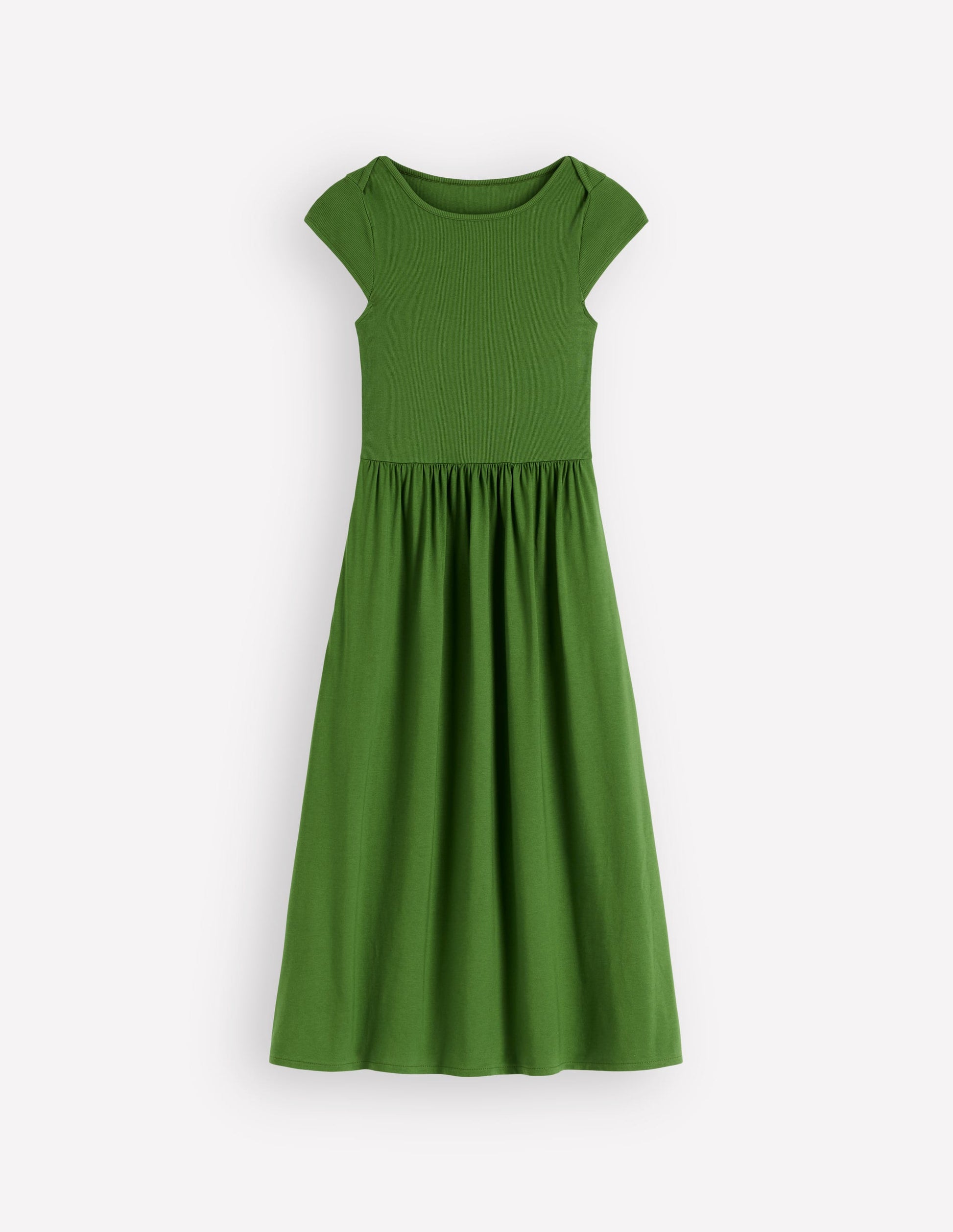 Kleid aus Materialmix mit U-Boot-Ausschnitt-Promenadengrün-6