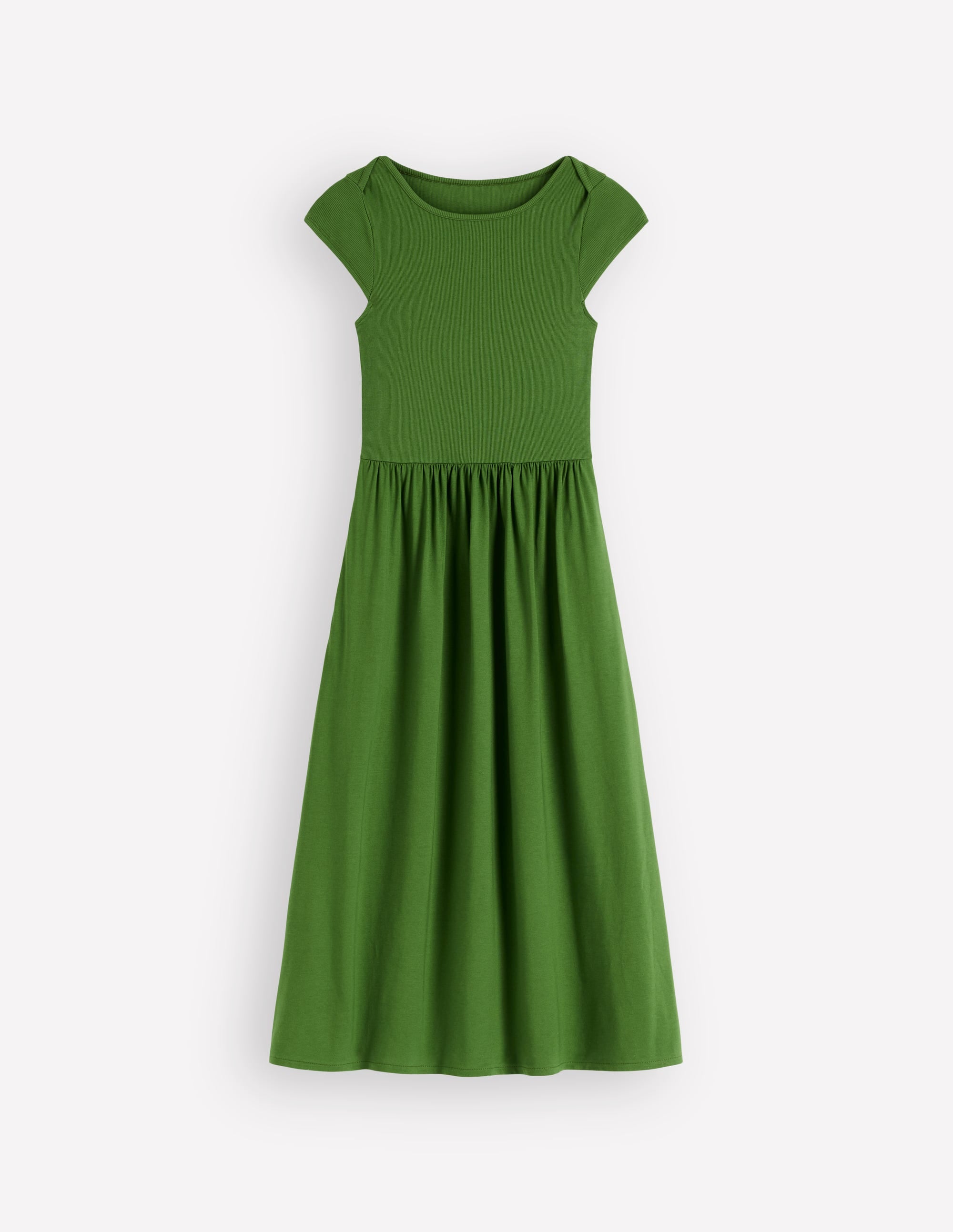 Kleid aus Materialmix mit U-Boot-Ausschnitt-Dunkles Teichgrün - Image 6