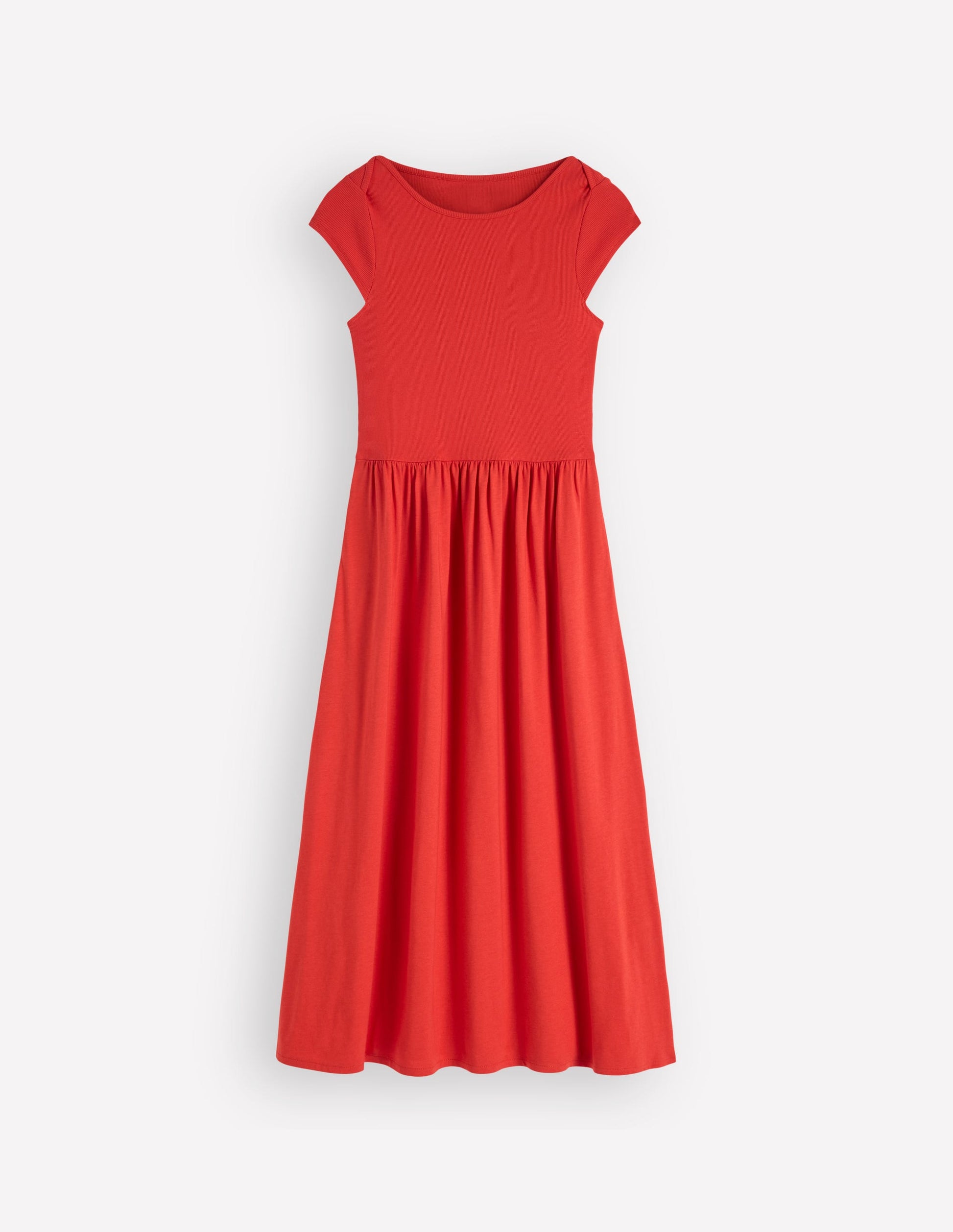 Kleid aus Materialmix mit U-Boot-Ausschnitt-Blutorange-5
