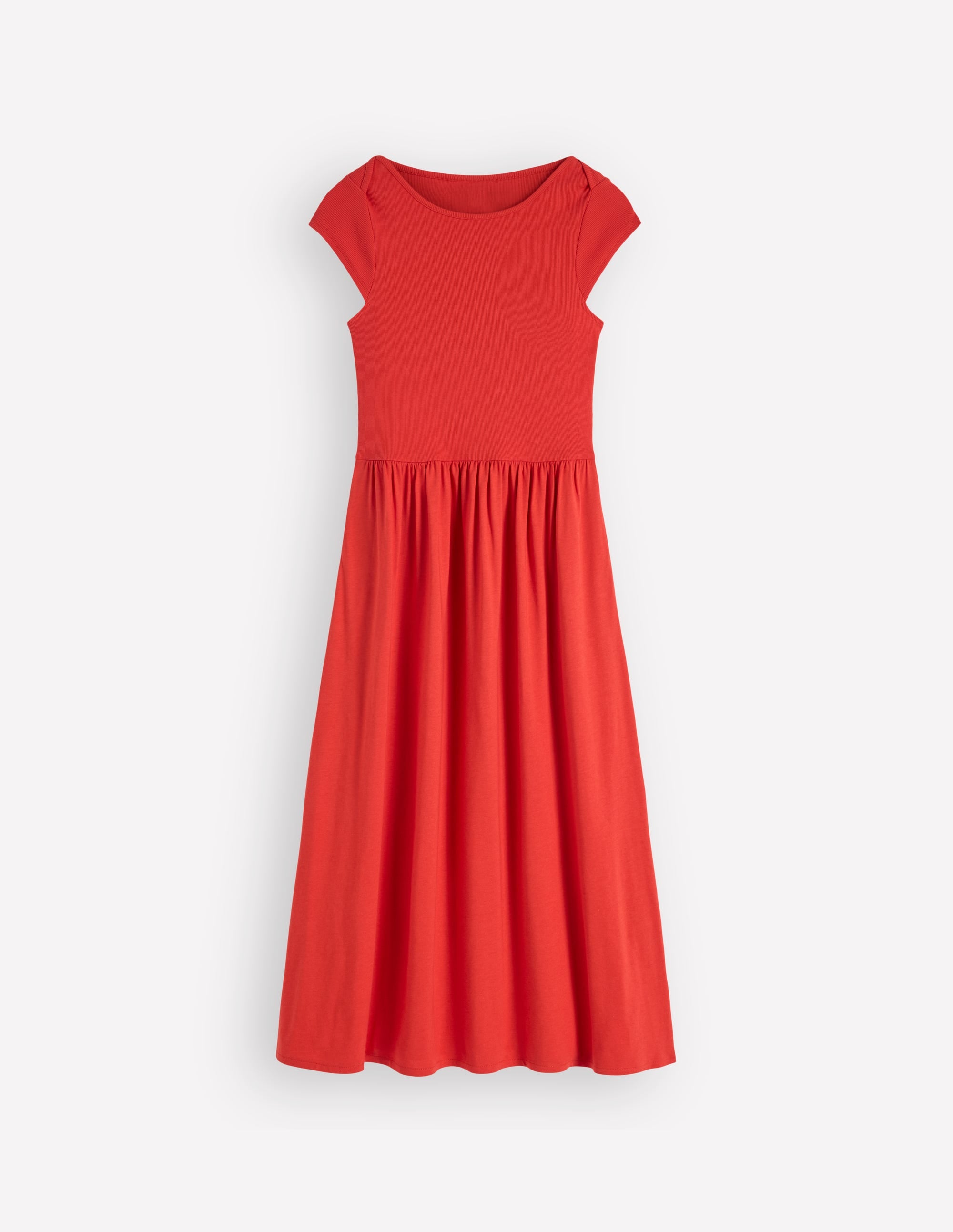 Kleid aus Materialmix mit U-Boot-Ausschnitt-Blutorange - Image 5