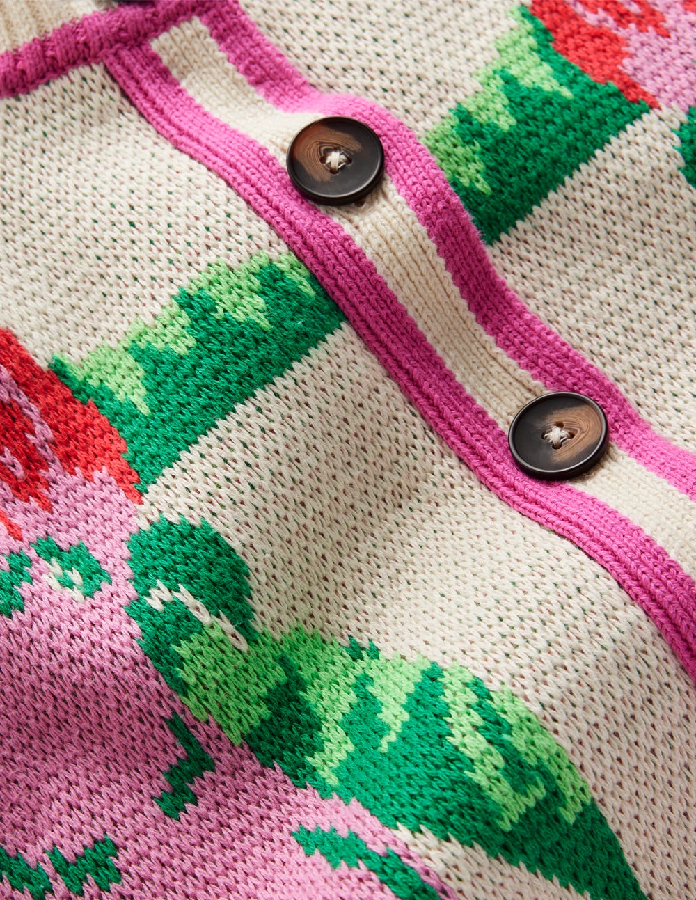 Abi Jacquard-Strickjacke-Warmes Naturweiß, Palmen Vögel-10